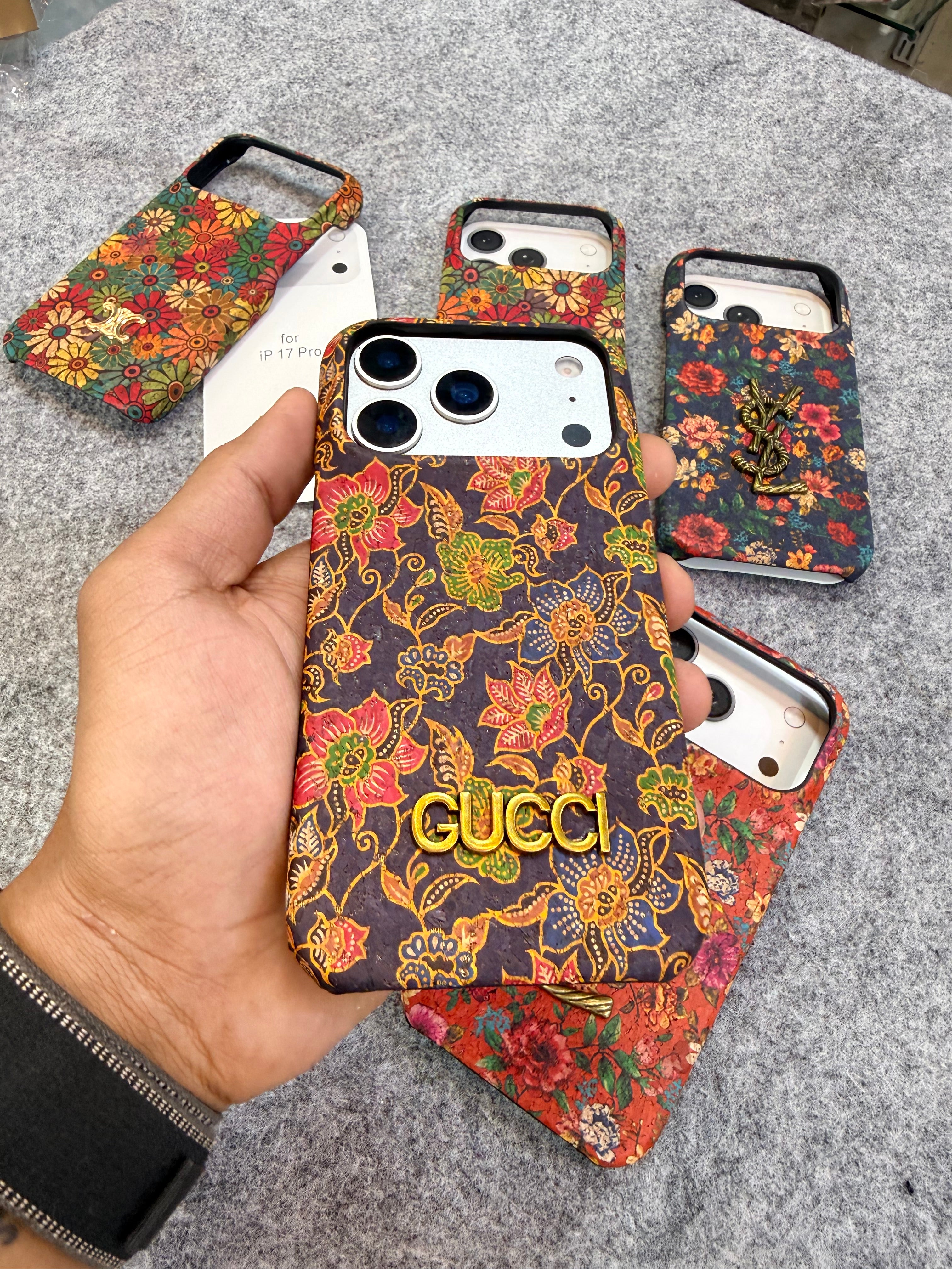 Luxury Floral Designer-Style Mobile Case with Metal Logo | Shockproof Premium Printed Back Cover