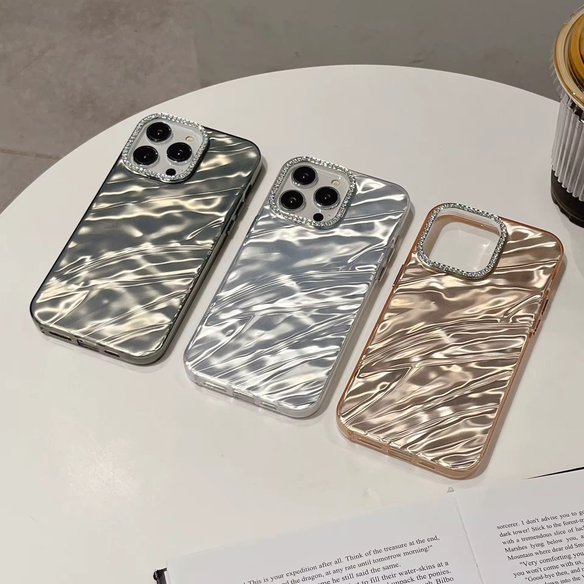 High-End Fashion Marble Case for Girls | Bling Crystal Camera Bumper | Protective Cover