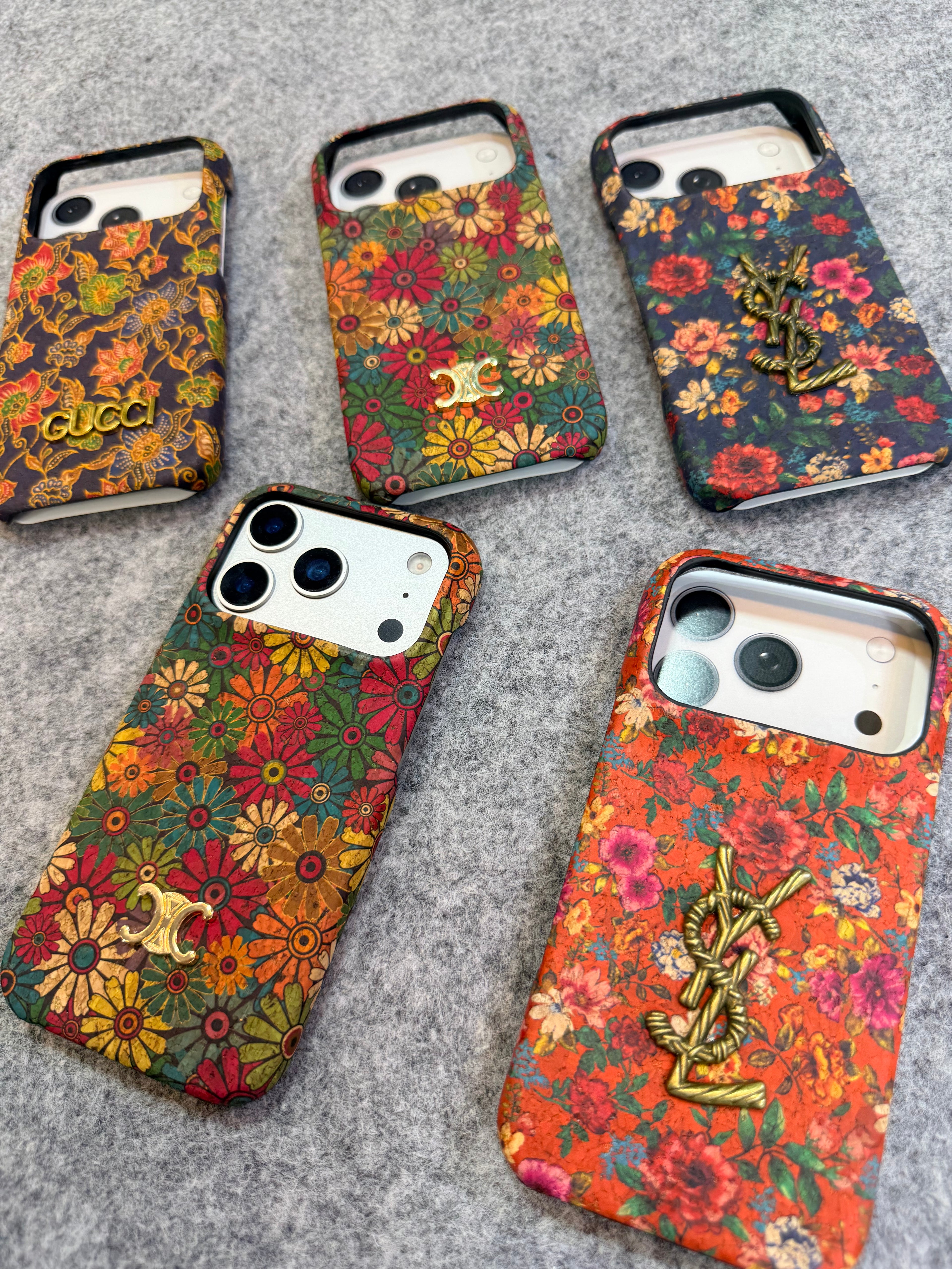 Luxury Floral Designer-Style Mobile Case with Metal Logo | Shockproof Premium Printed Back Cover