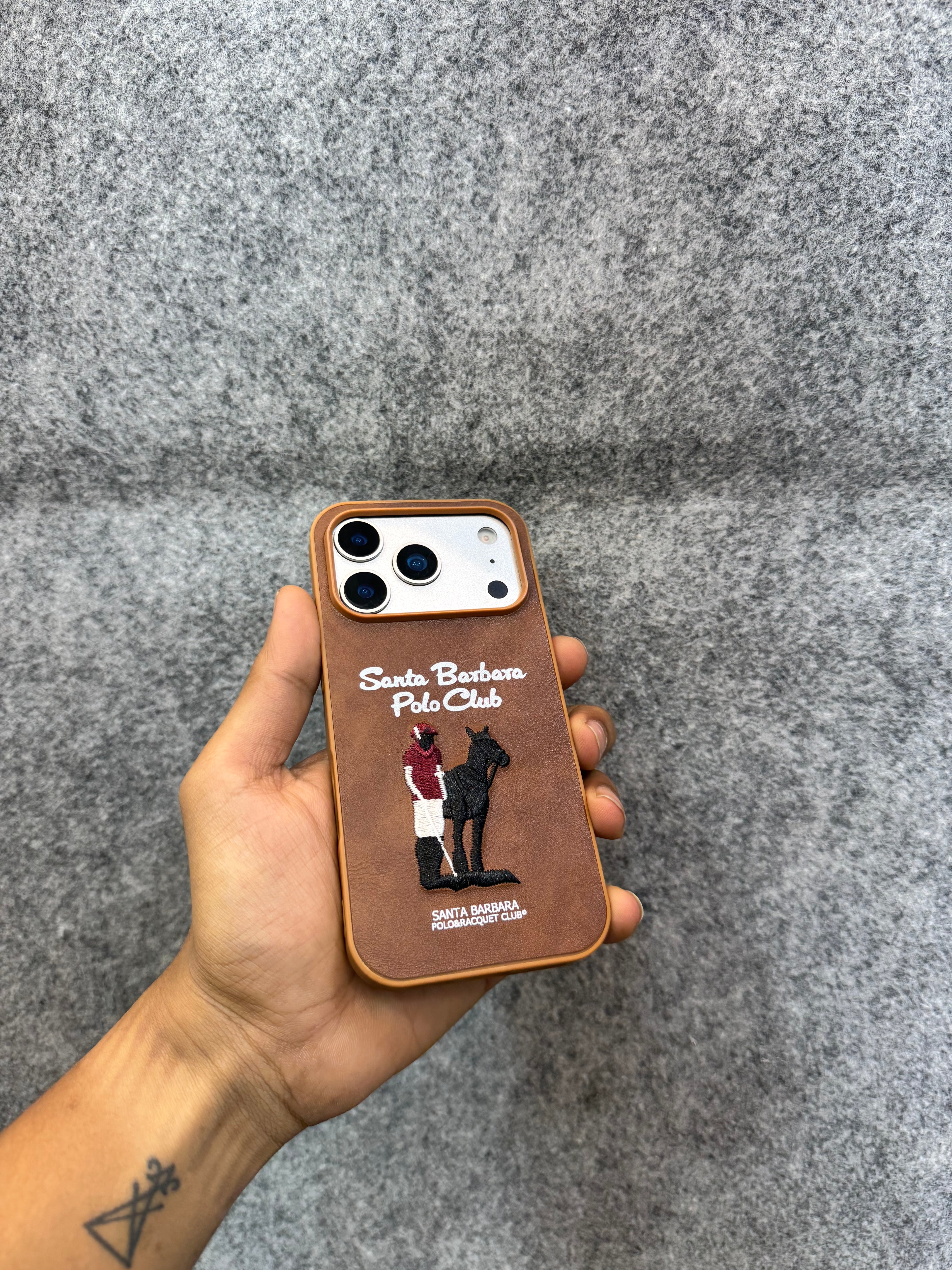 Santa Barbara Polo Club Premium Embroidery Leather Case (Inside Cloth Lining) – 5 Classic Colours