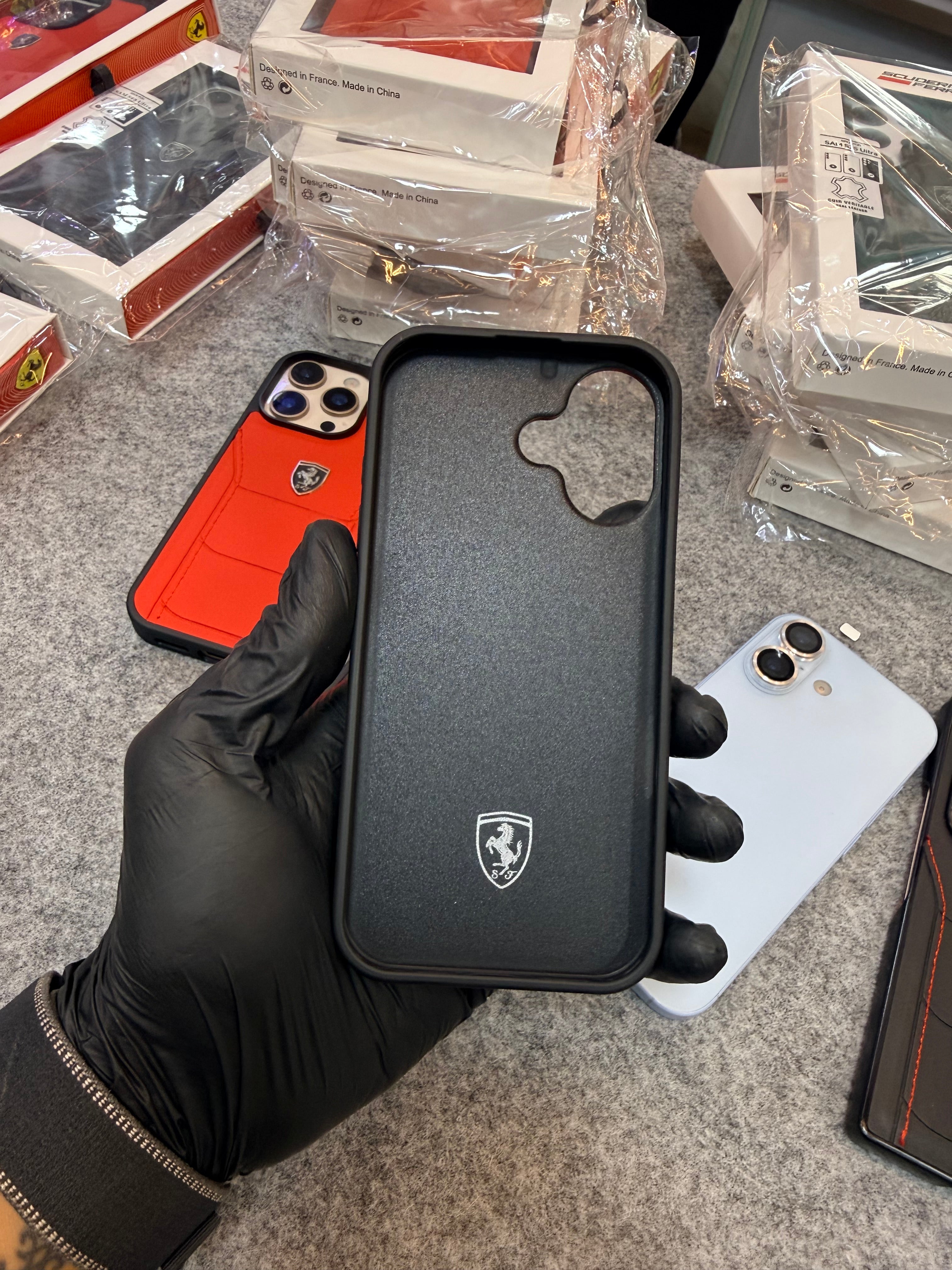 Ferrari-Style Leather Finish Hand-Stitched Racing Design Case