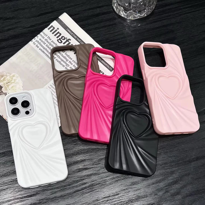 Aesthetic Heart Pattern Silicone Case for Girls | Anti-Slip Shockproof Back Cover