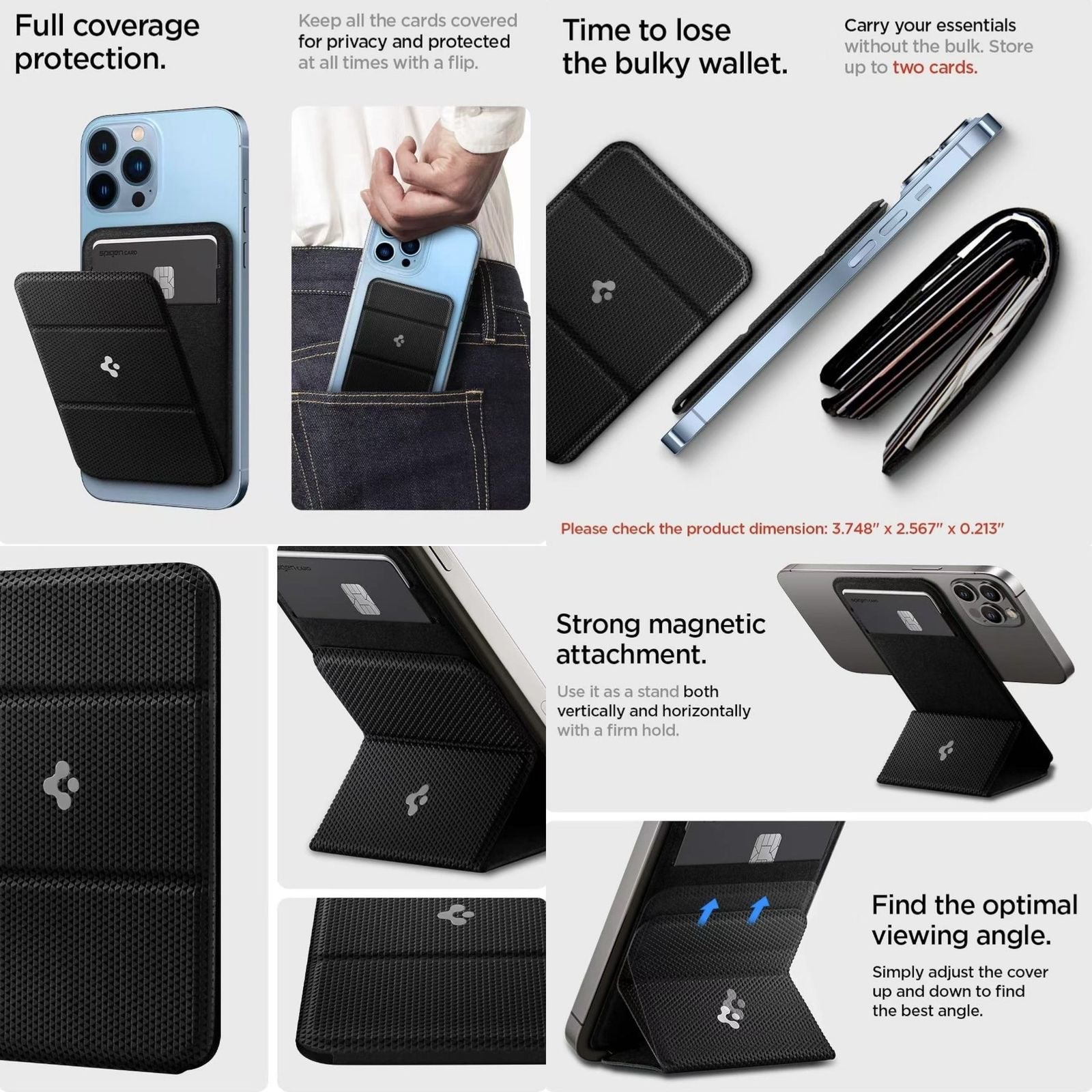 Spigen Smart Fold Mag Fit Magnetic Wallet Phone Card Holder with stand
