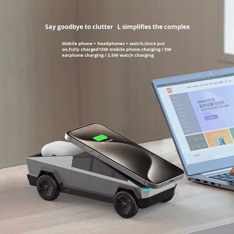 Cybertruck 3-in-1 Magnetic Wireless Fast Charger for iPhone, Apple Watch & AirPods (MagSafe Charging Dock)