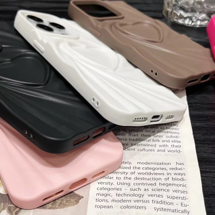 Aesthetic Heart Pattern Silicone Case for Girls | Anti-Slip Shockproof Back Cover