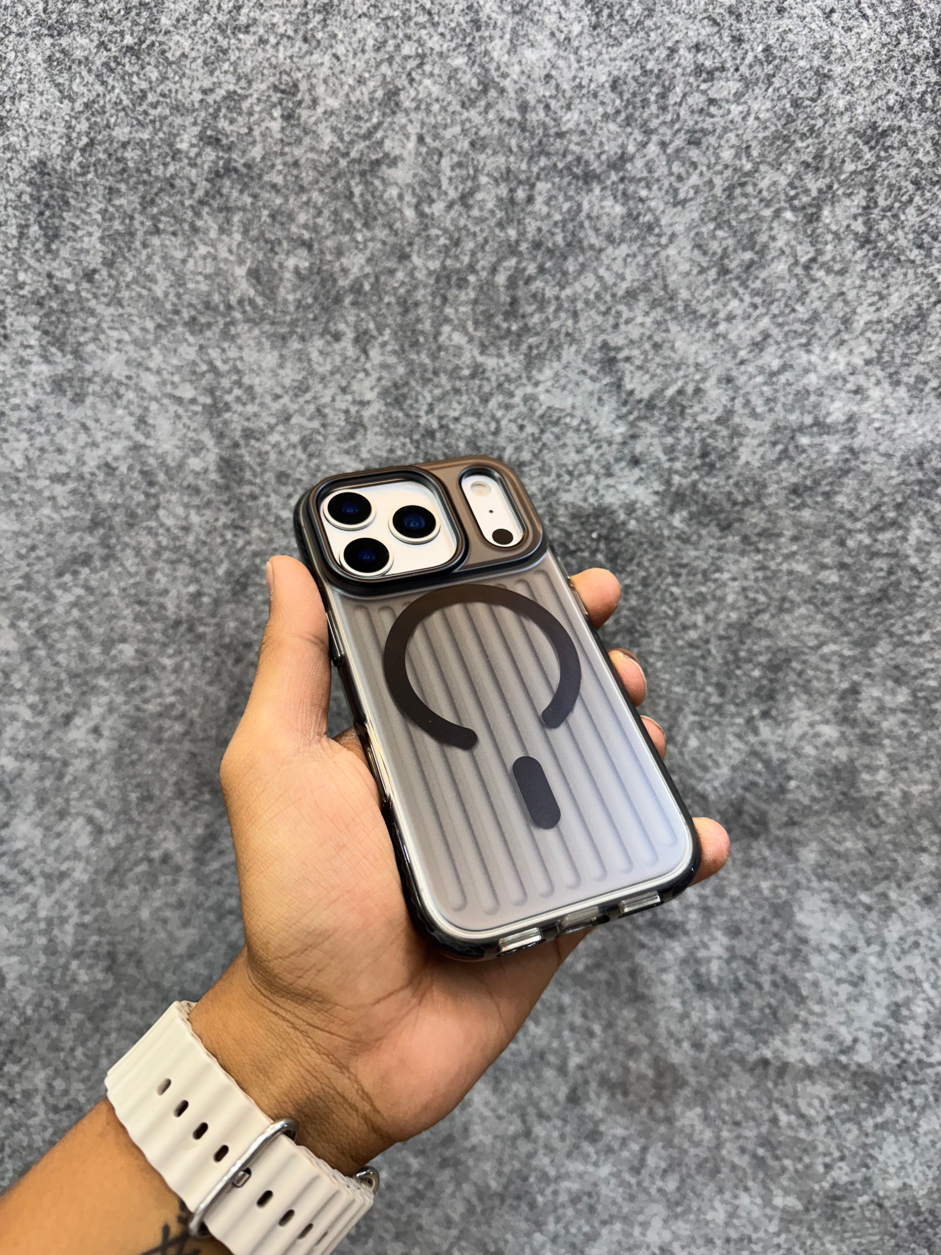 Ribbed Dark MagSafe Shockproof Case