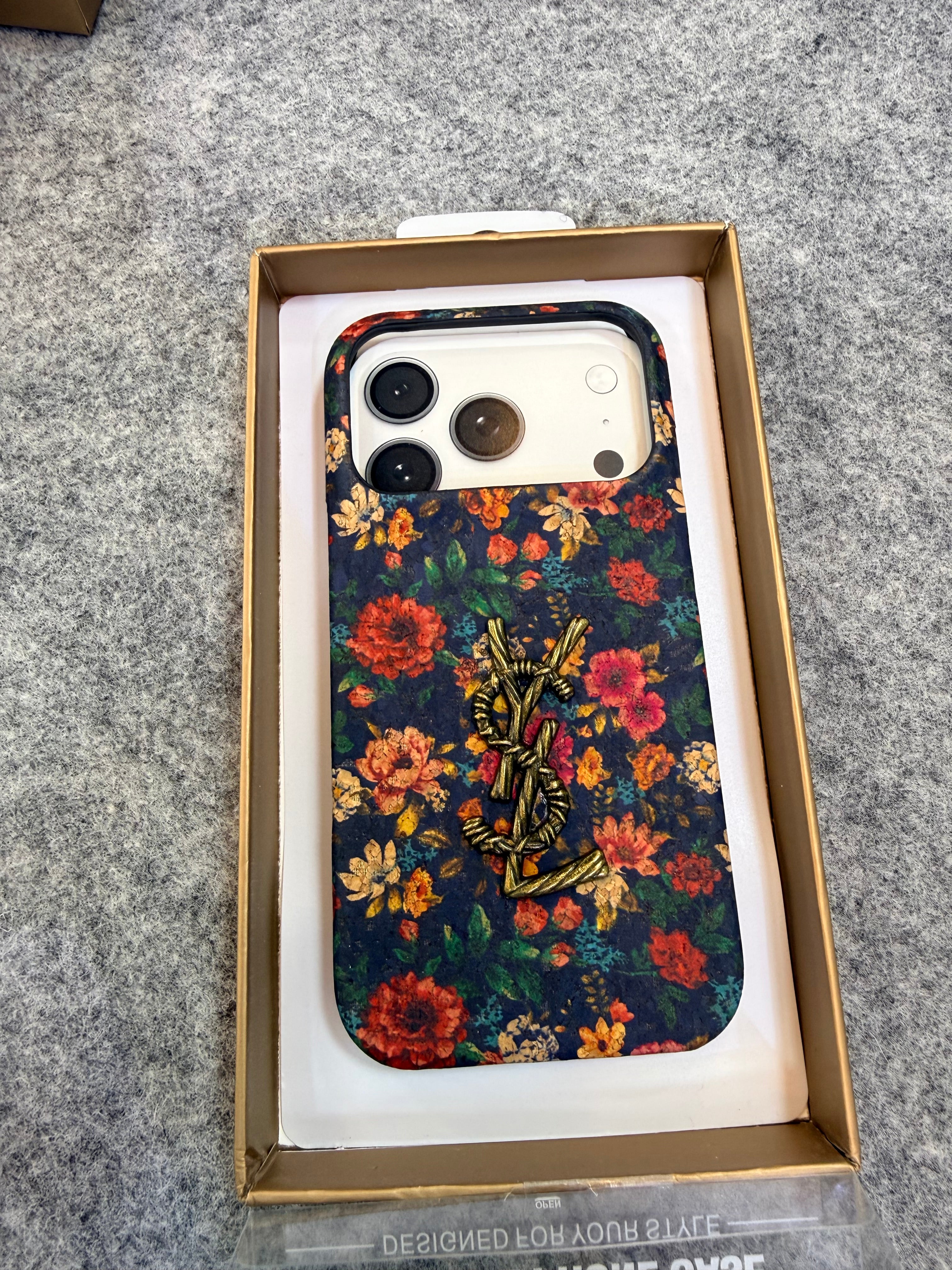 Luxury Floral Designer-Style Mobile Case with Metal Logo | Shockproof Premium Printed Back Cover