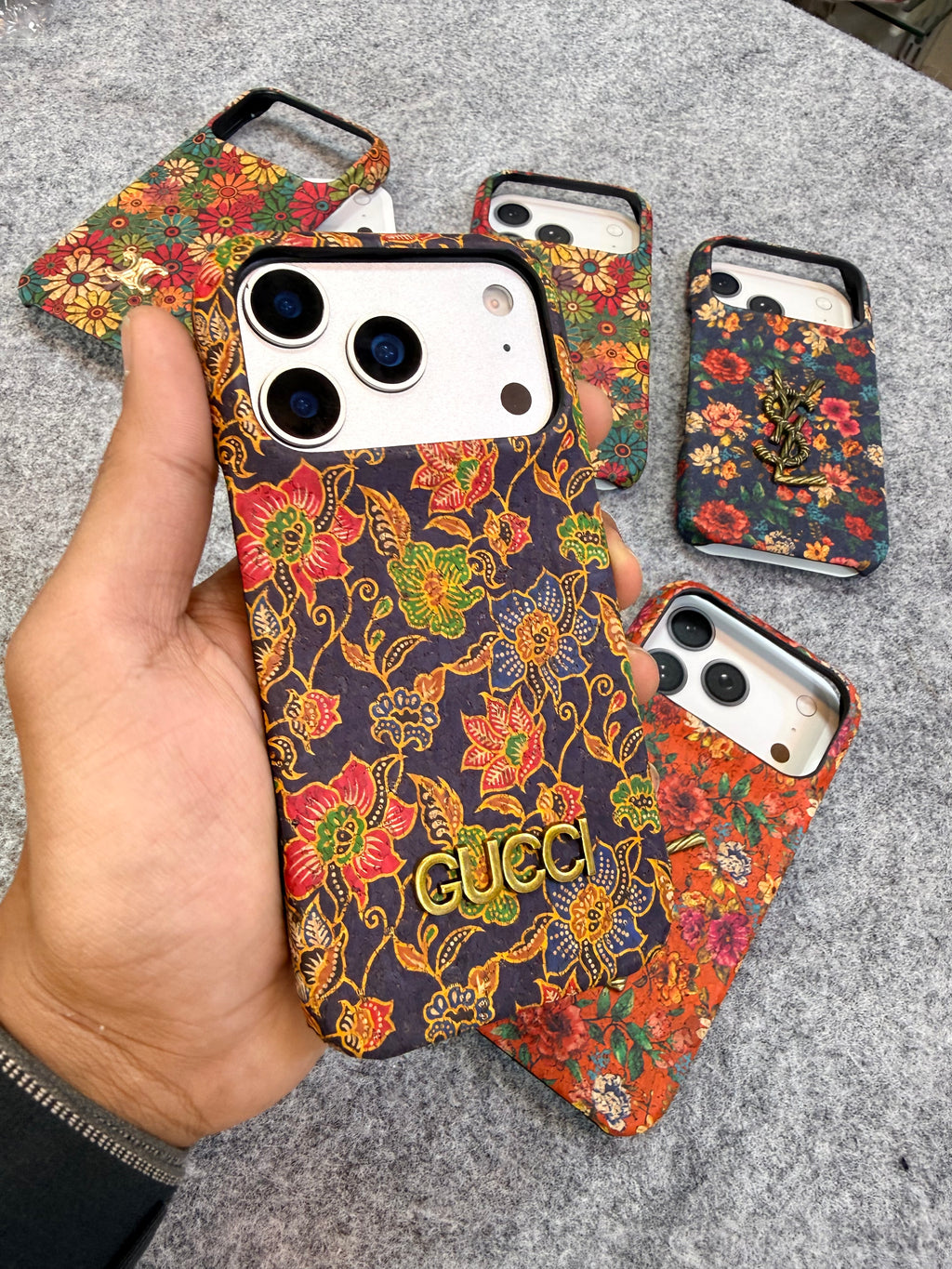 Luxury Floral Designer-Style Mobile Case with Metal Logo | Shockproof Premium Printed Back Cover