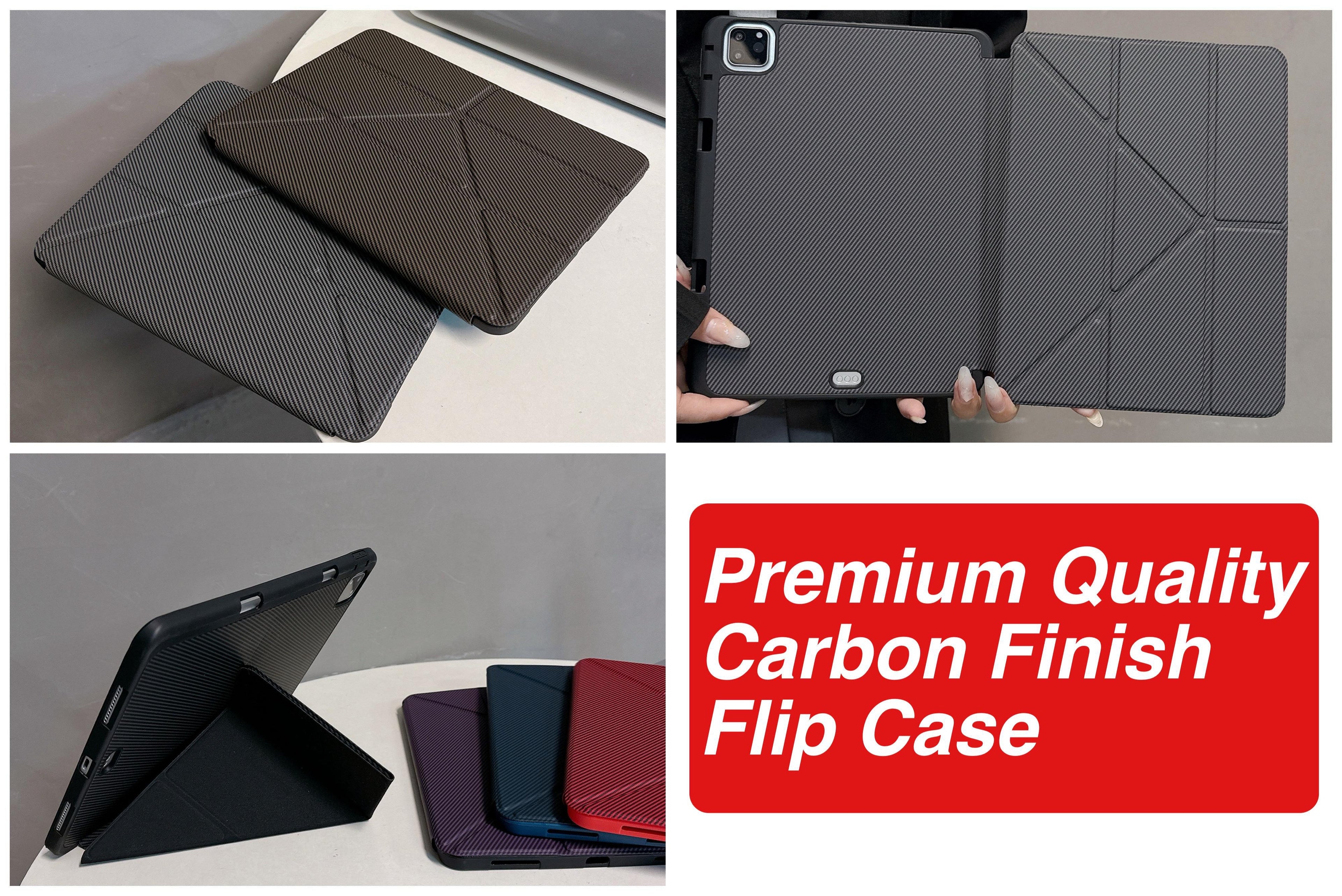 Premium Carbon Fiber Texture Flip Case for iPad (iPad case)