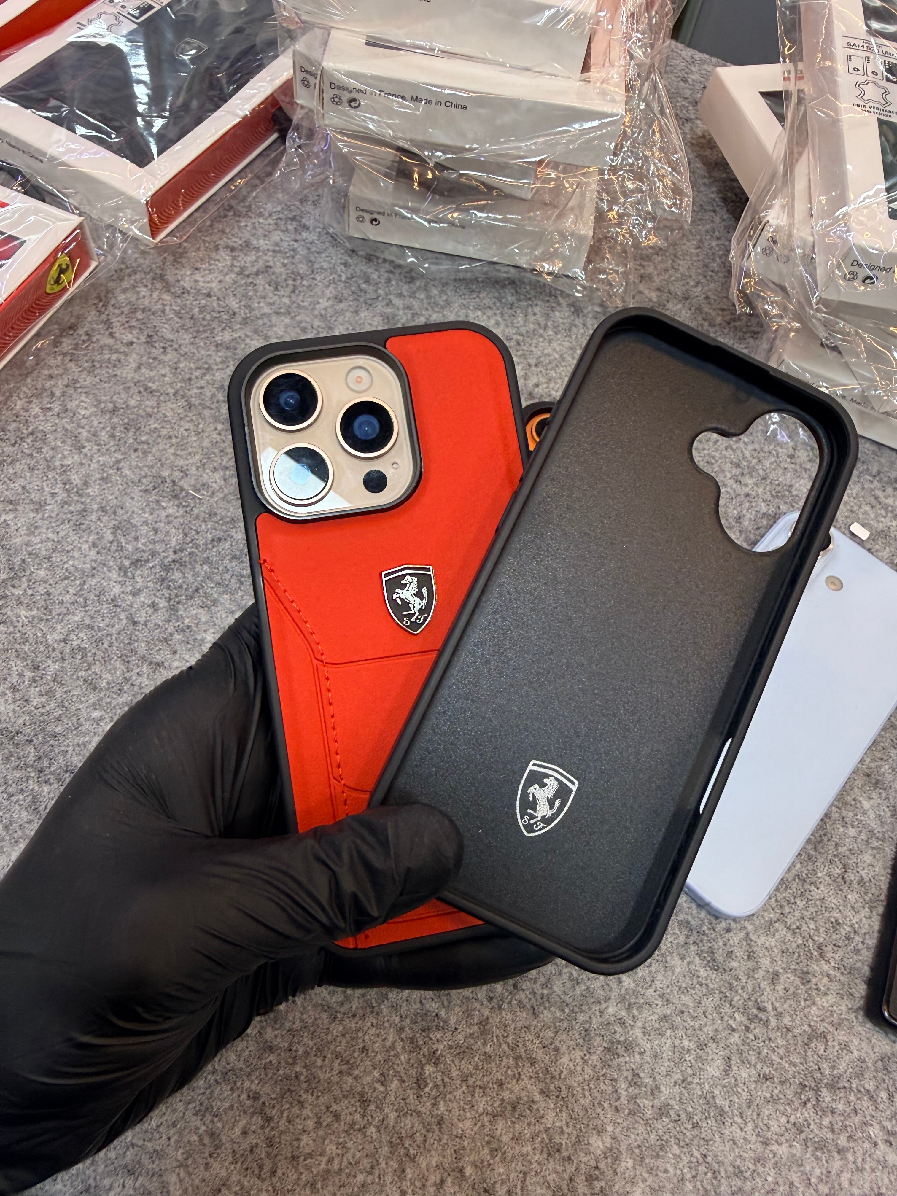 Ferrari-Style Leather Finish Hand-Stitched Racing Design Case