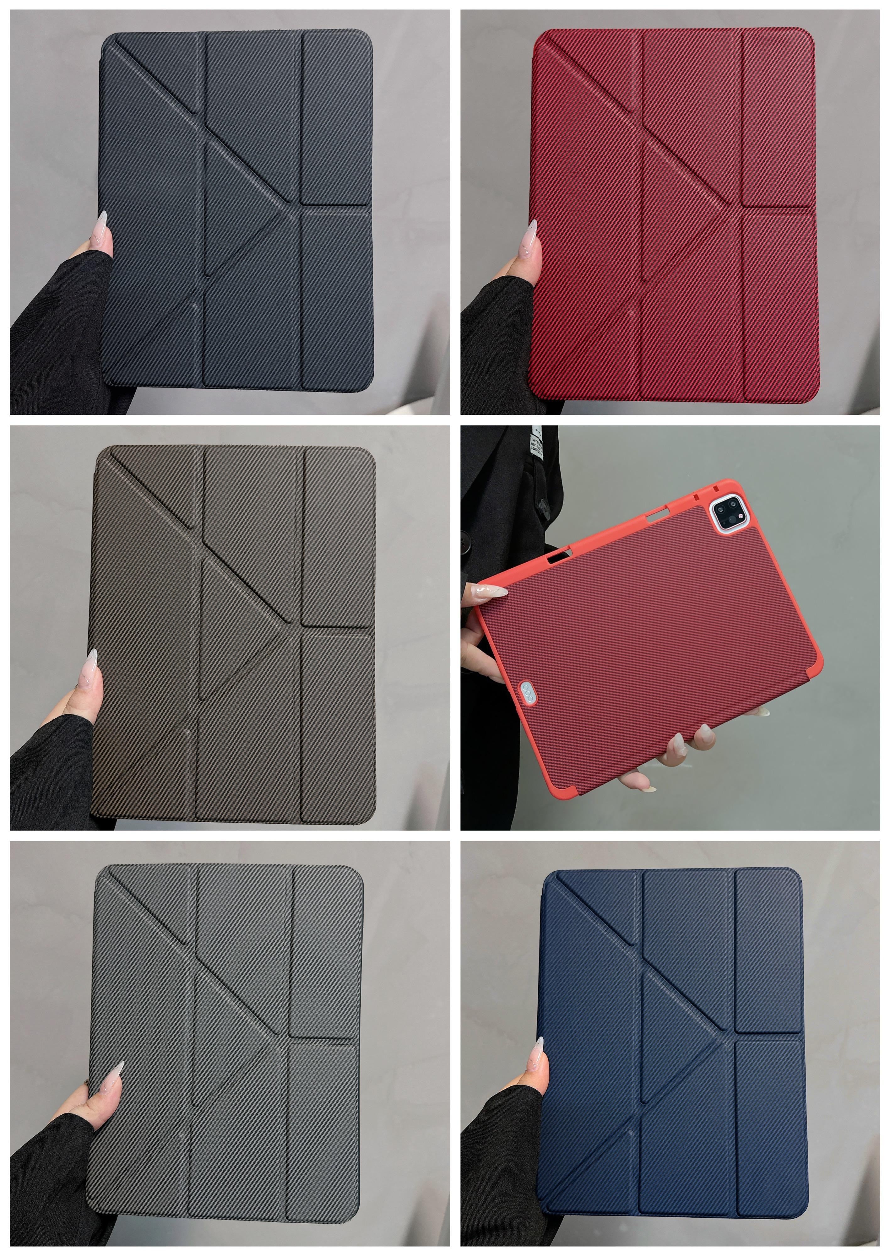 Premium Carbon Fiber Texture Flip Case for iPad (iPad case)