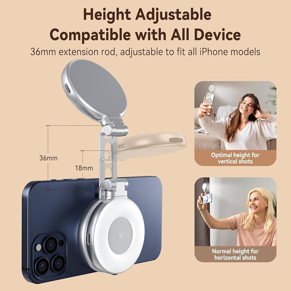 TELESIN Magnetic Selfie Light  Magsafe, 360° LED Selfie Ring Fill Light with Sticky Ring for Selfies, Photography, Zoom Calls and Video Conferencing