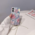 Holographic Pink Bow iPhone Case with Pearl Strap