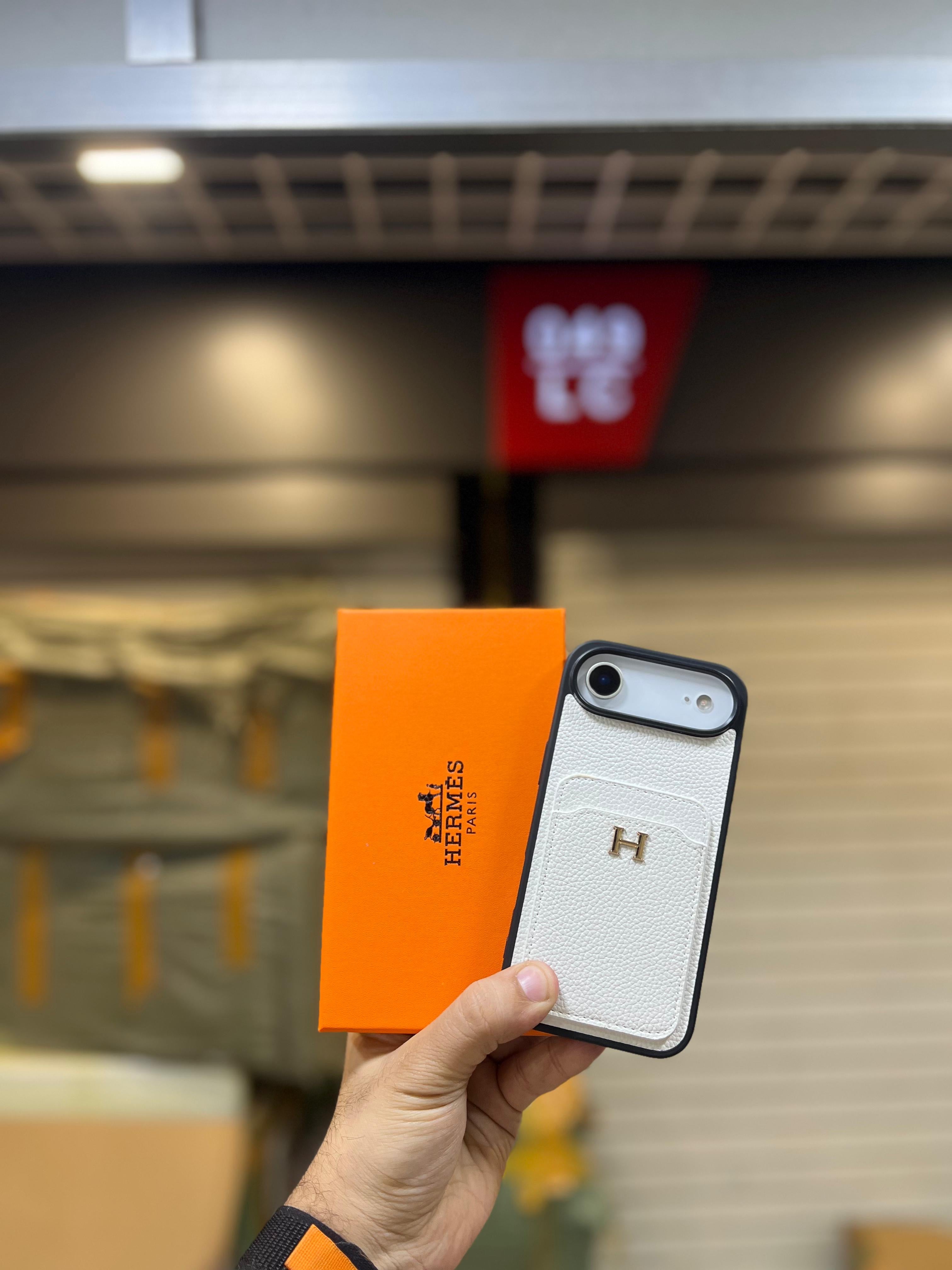 Luxury Her mes-Style Leather Card Holder Case for iPhone