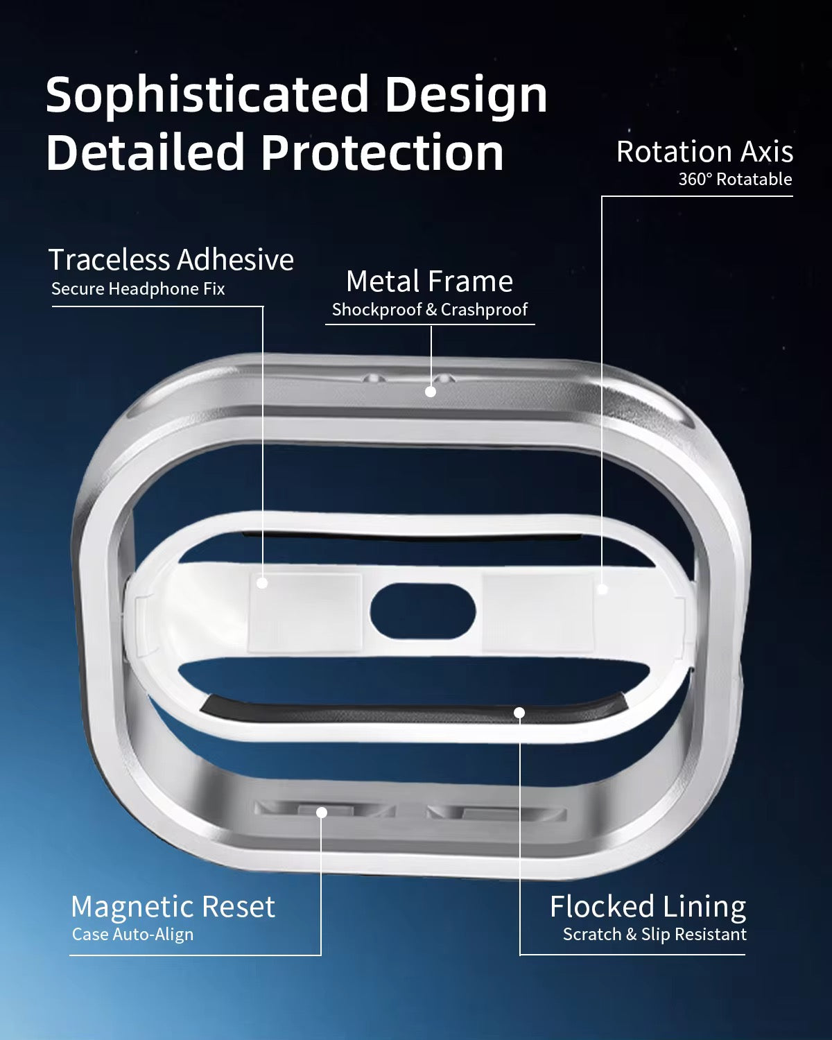 AirPods Pro 3 Rotating Metal Frame Protective Case – 360° Spinner Ring Shockproof Cover with Magnetic Lock