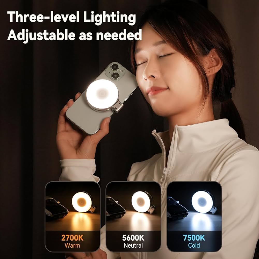 TELESIN Magnetic Selfie Light  Magsafe, 360° LED Selfie Ring Fill Light with Sticky Ring for Selfies, Photography, Zoom Calls and Video Conferencing