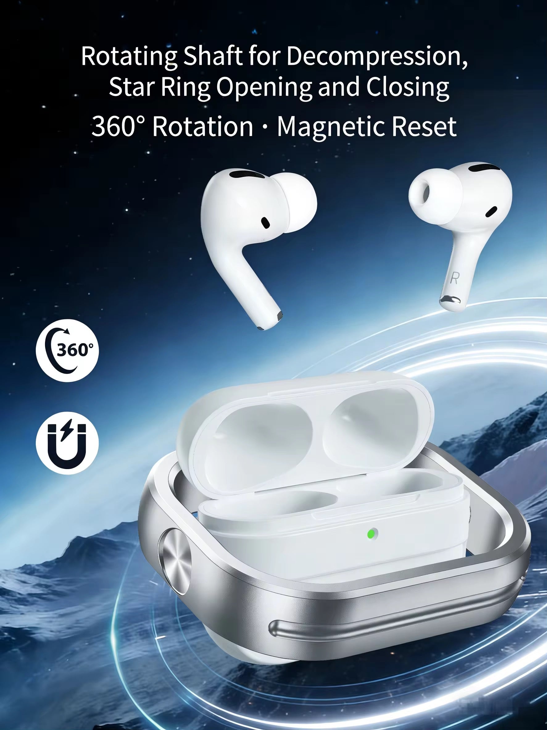 AirPods Pro 3 Rotating Metal Frame Protective Case – 360° Spinner Ring Shockproof Cover with Magnetic Lock