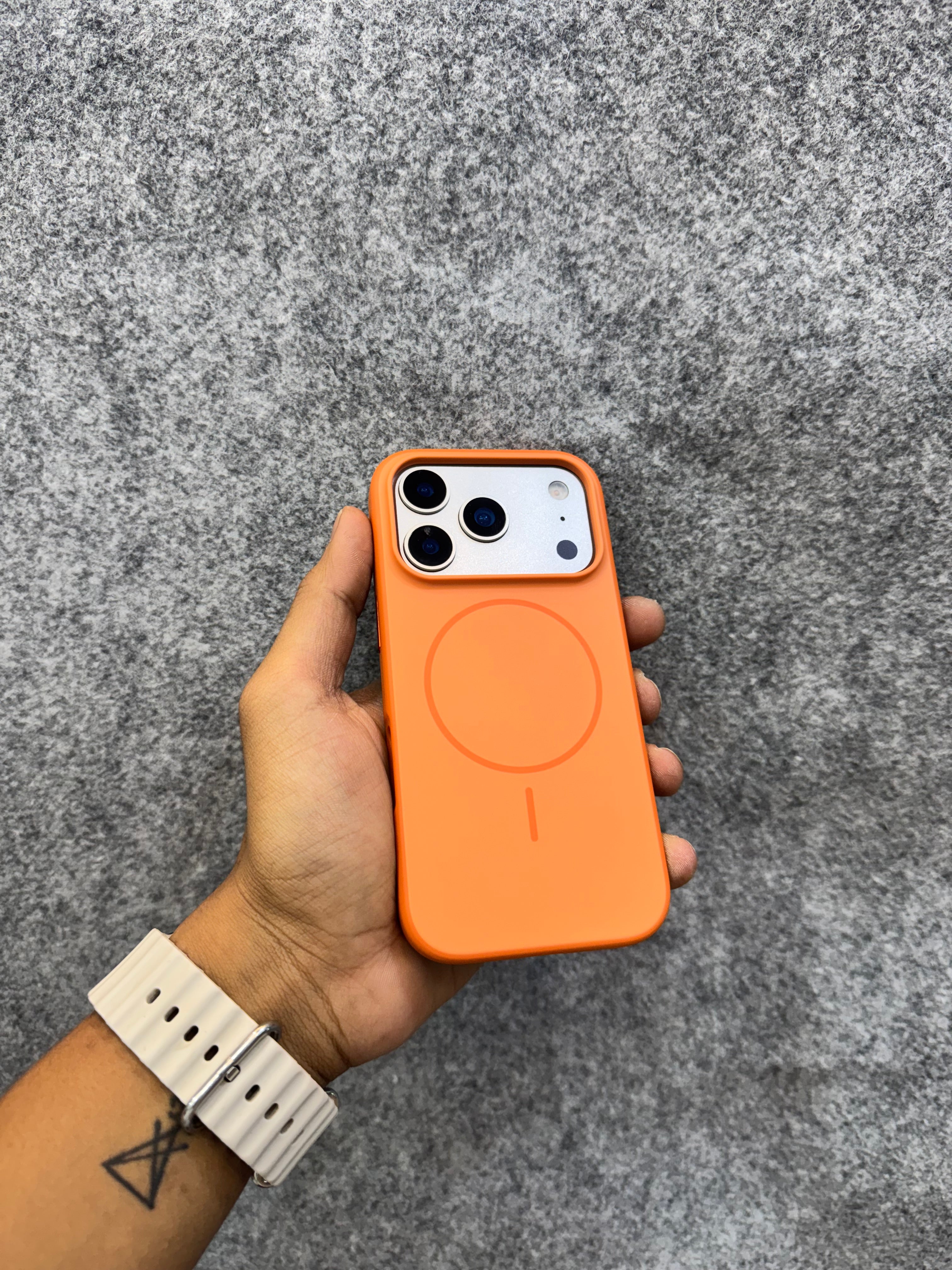 Vibrant Orange Frosted MagSafe Case – Slim Shockproof Matte Finish Cover for iPhone 17 Pro / Pro Max