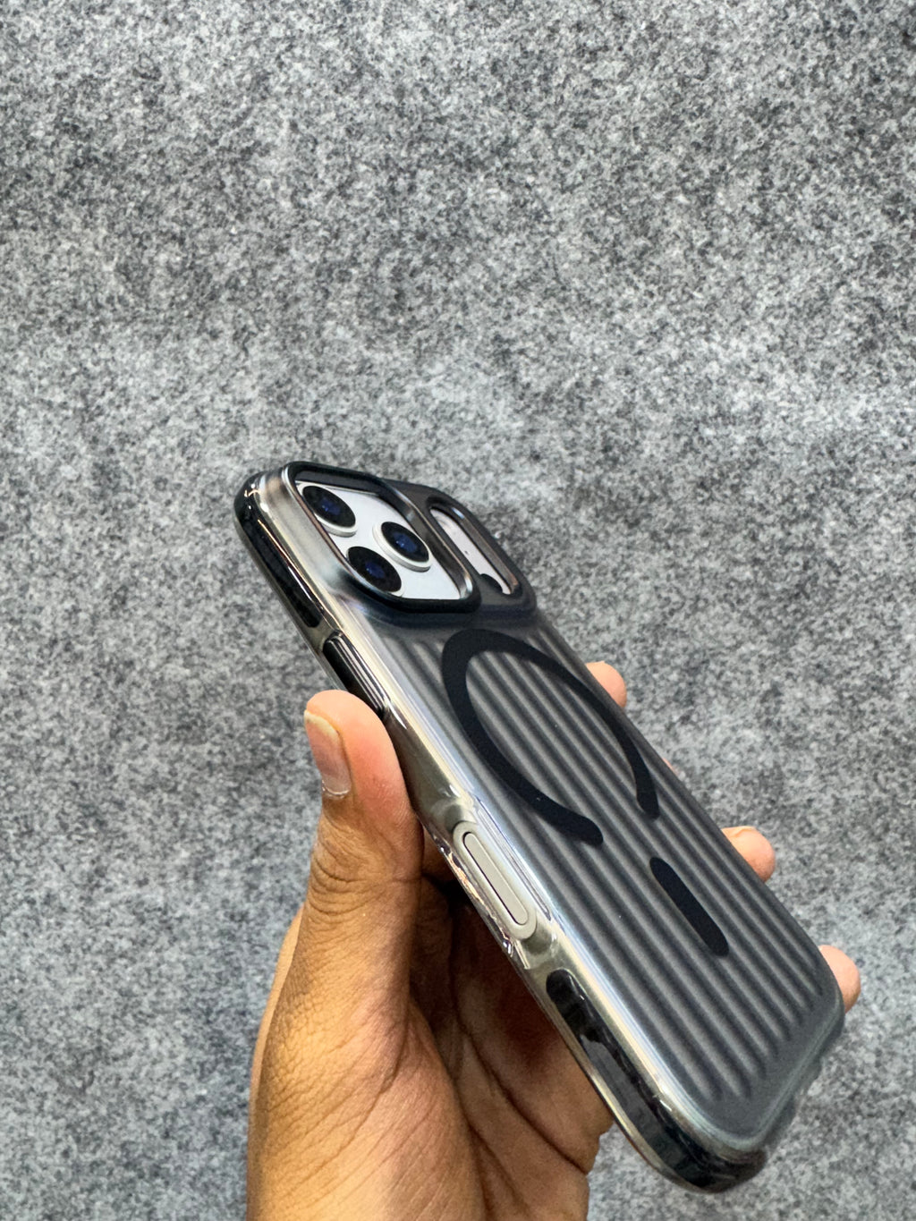 Ribbed Dark MagSafe Shockproof Case