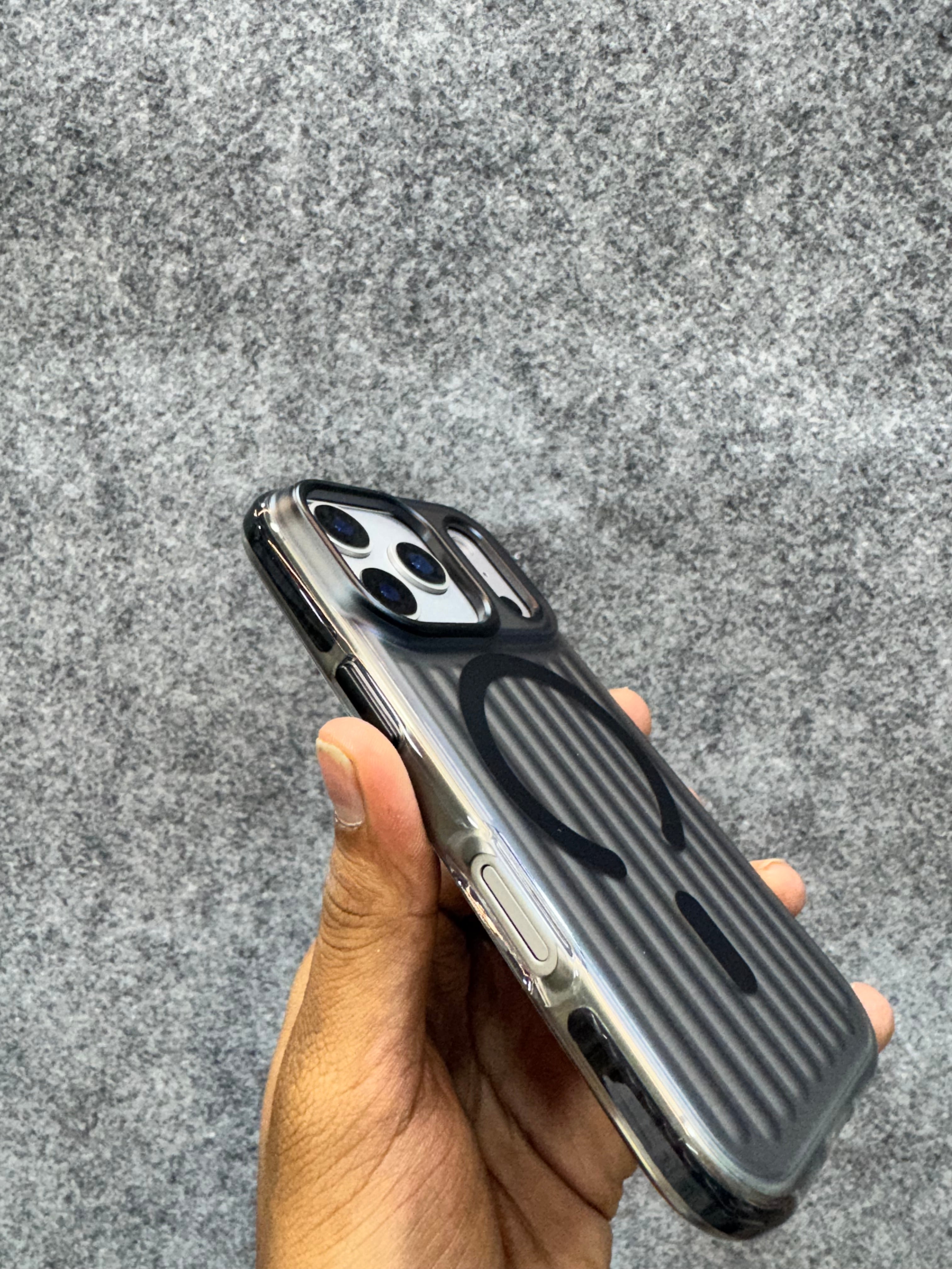 Ribbed Dark MagSafe Shockproof Case