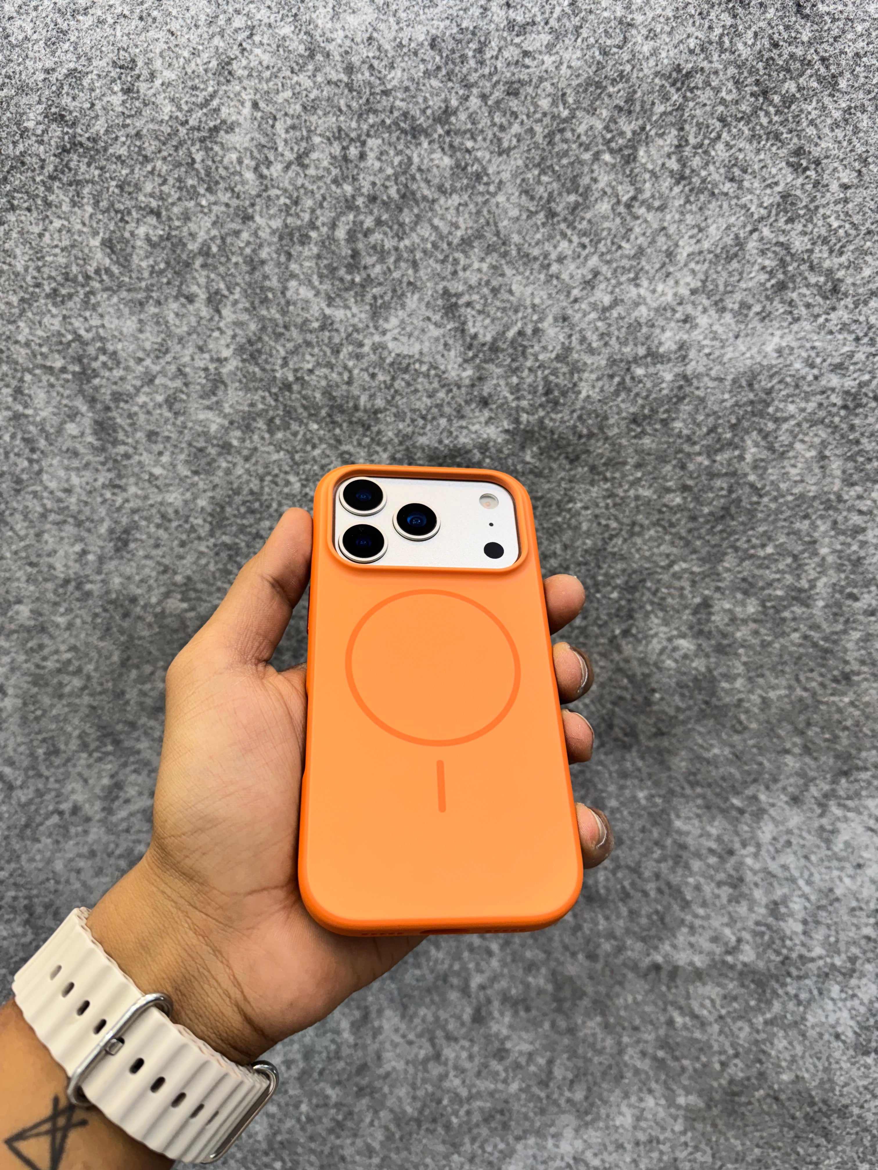 Vibrant Orange Frosted MagSafe Case – Slim Shockproof Matte Finish Cover for iPhone 17 Pro / Pro Max