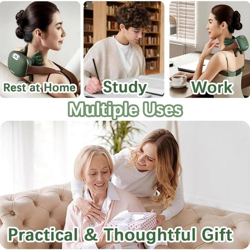 Bionic Heated Massager, Wireless Portable Shiatsu Neck and Back Massager
