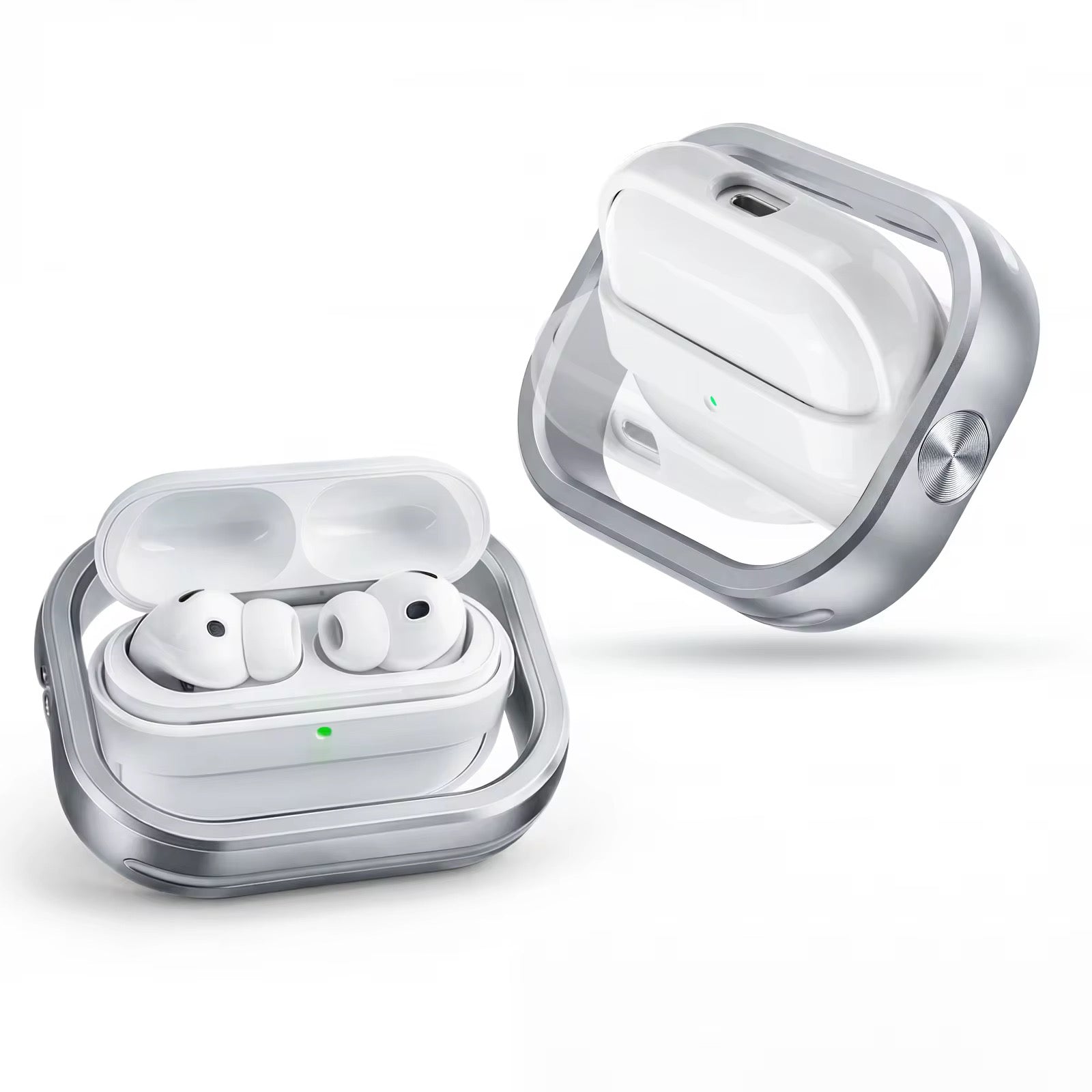 AirPods Pro 3 Rotating Metal Frame Protective Case – 360° Spinner Ring Shockproof Cover with Magnetic Lock