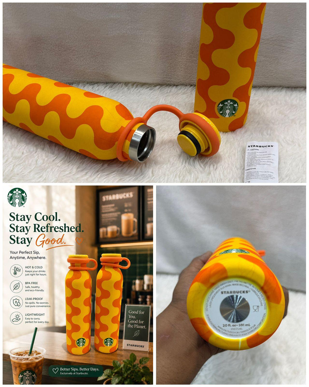 Starbucks Premium Stainless Steel Bottle 600ml | Hot & Cold Insulated Flask