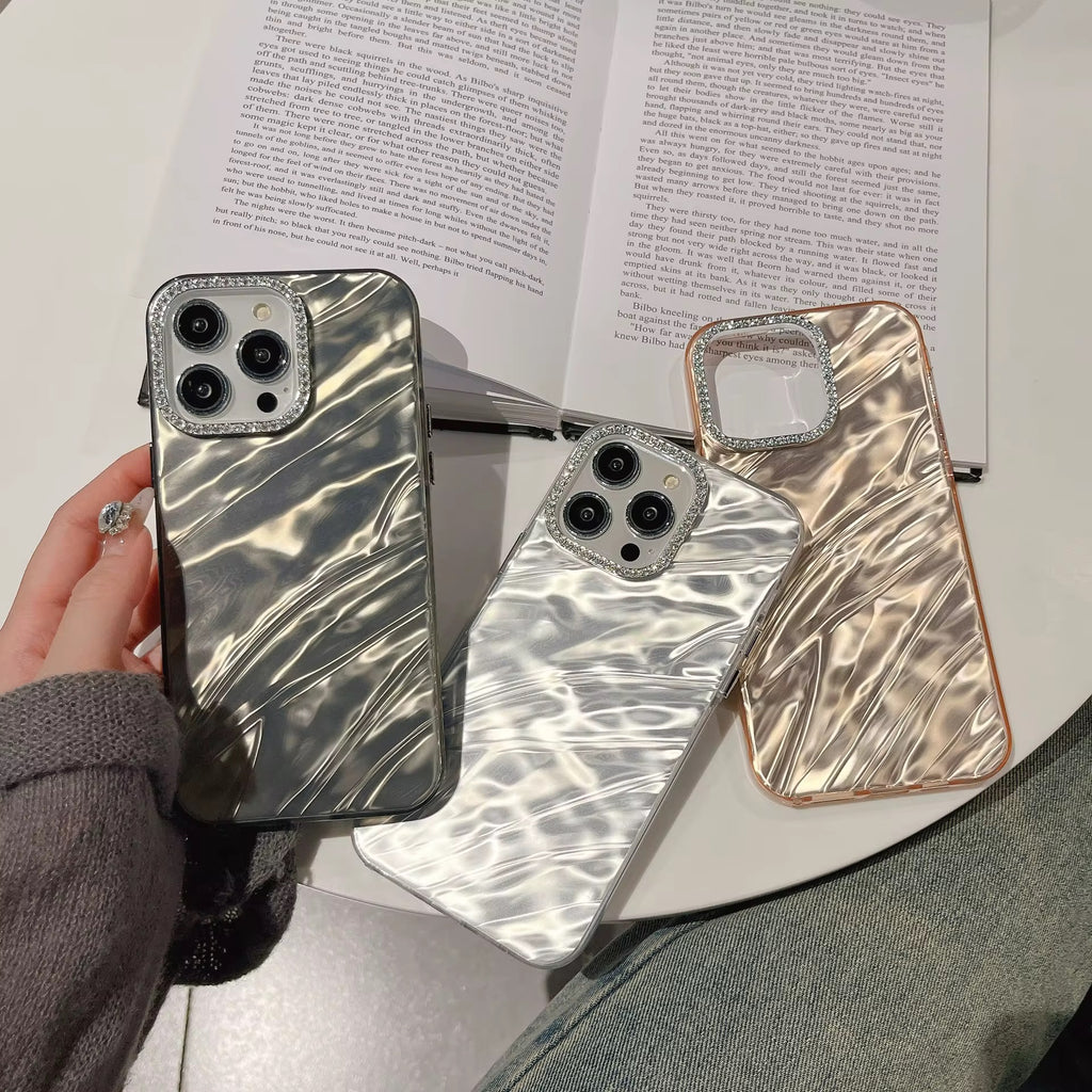 High-End Fashion Marble Case for Girls | Bling Crystal Camera Bumper | Protective Cover