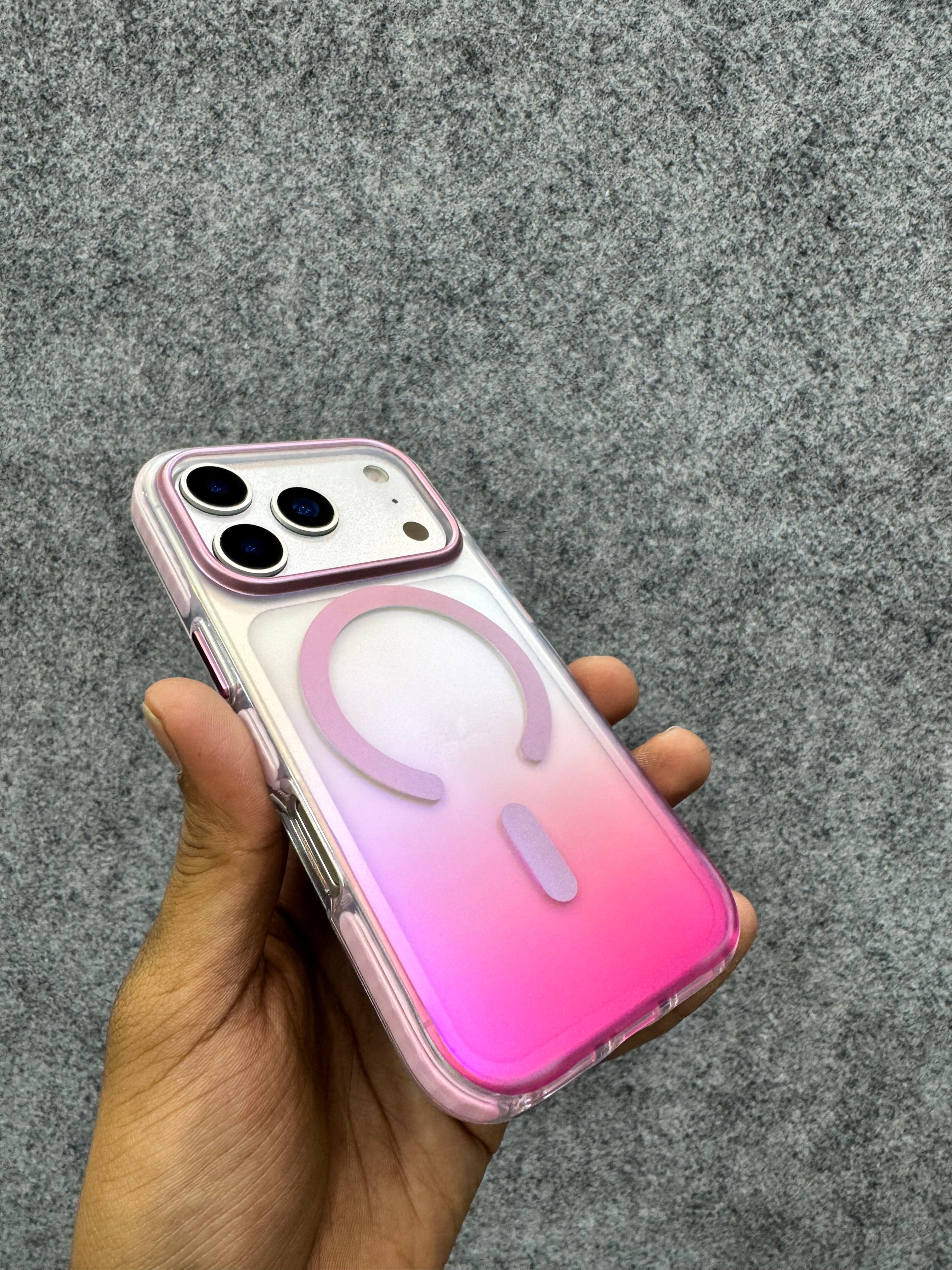 Gradient MagSafe Case for iPhone – Pink Ombre Glow | Shockproof & Stylish ✨