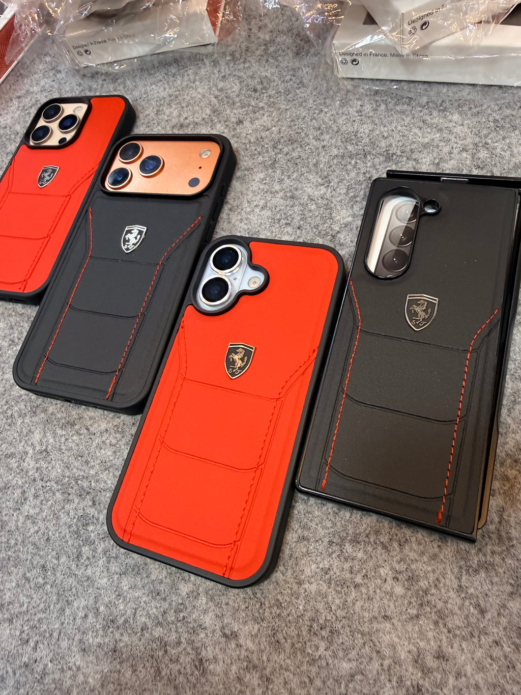 Ferrari-Style Leather Finish Hand-Stitched Racing Design Case