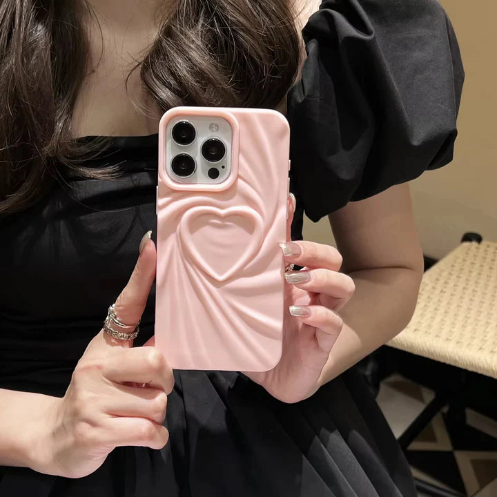 Aesthetic Heart Pattern Silicone Case for Girls | Anti-Slip Shockproof Back Cover
