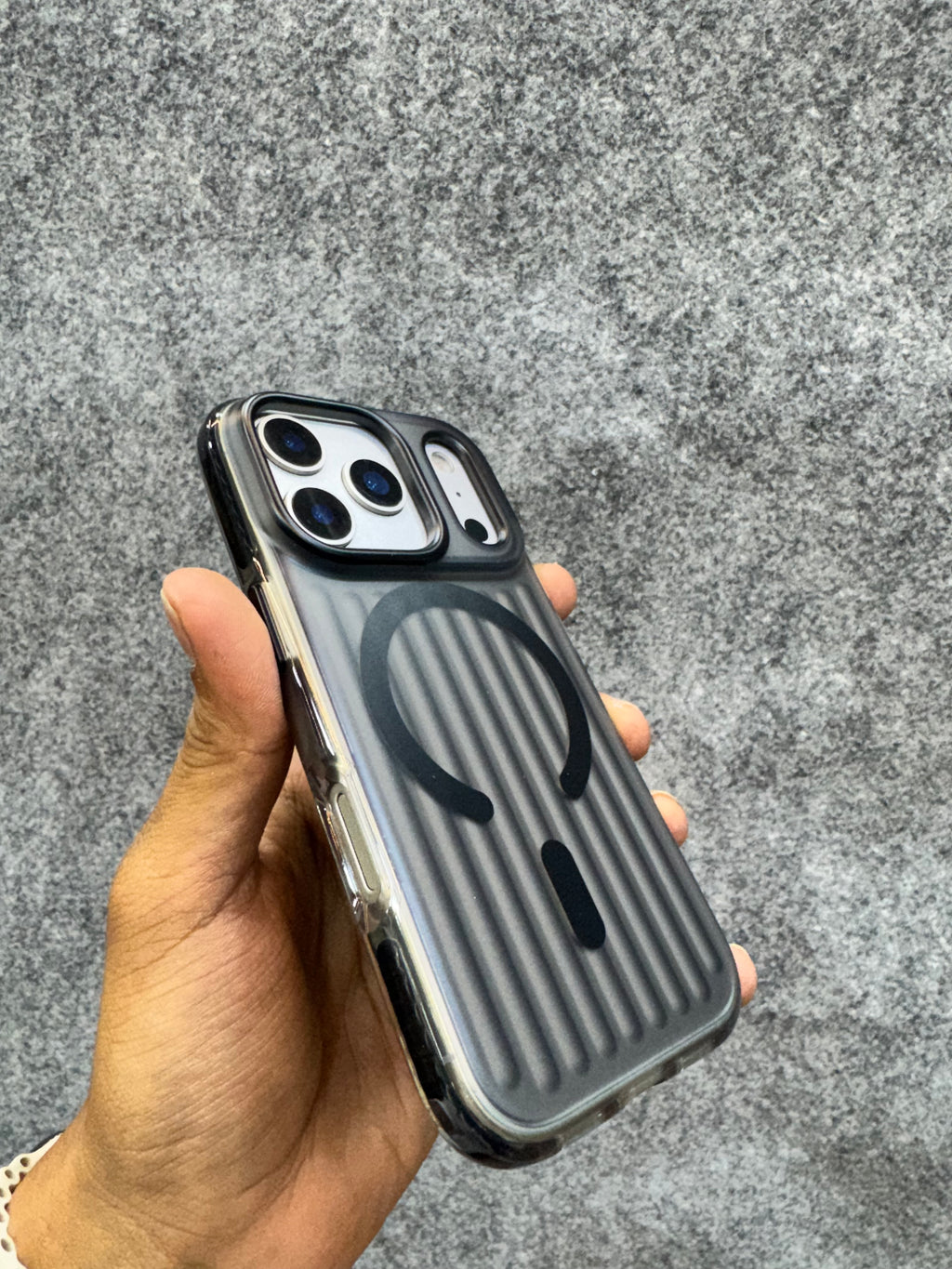 Ribbed Dark MagSafe Shockproof Case