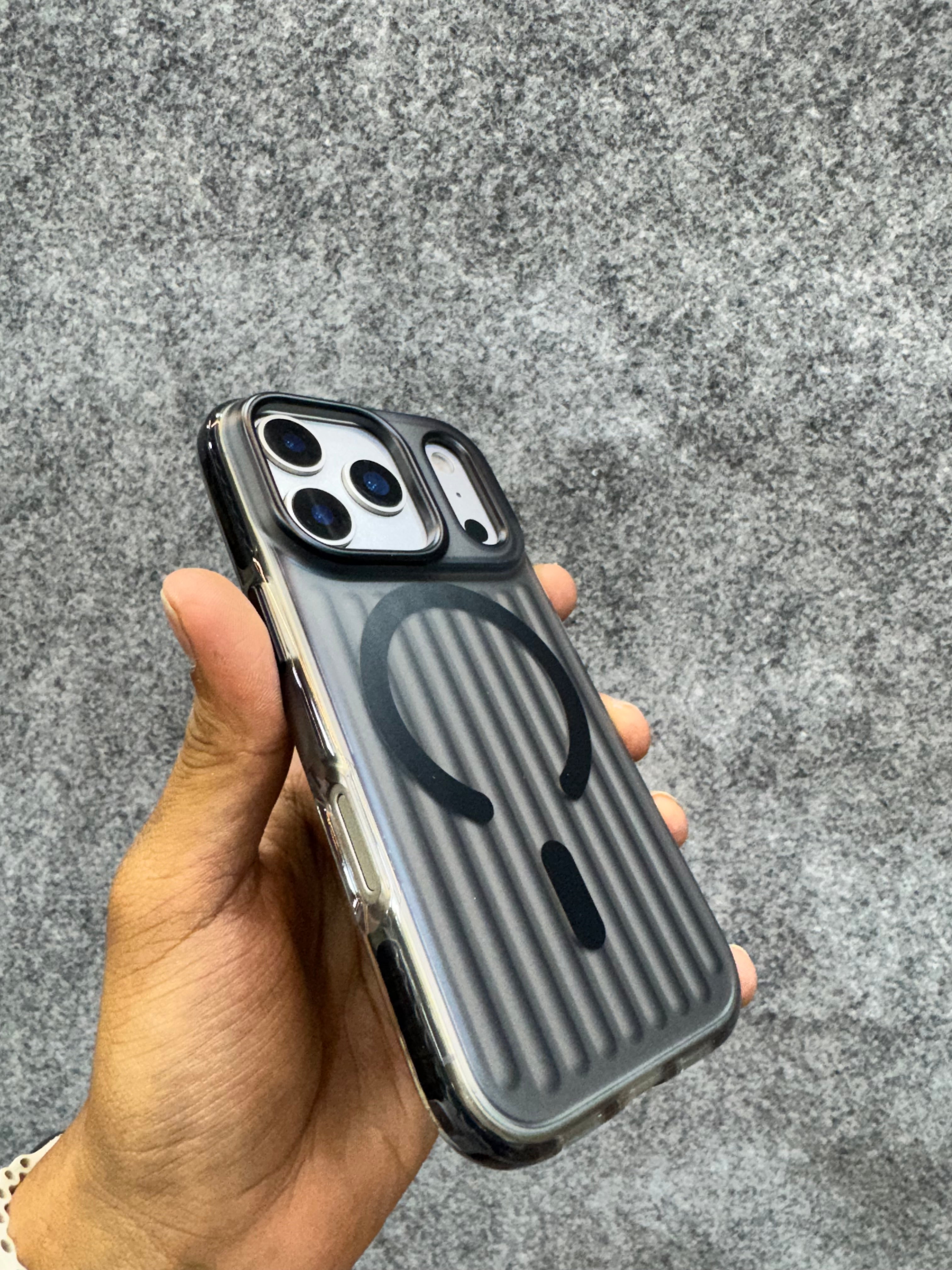 Ribbed Dark MagSafe Shockproof Case
