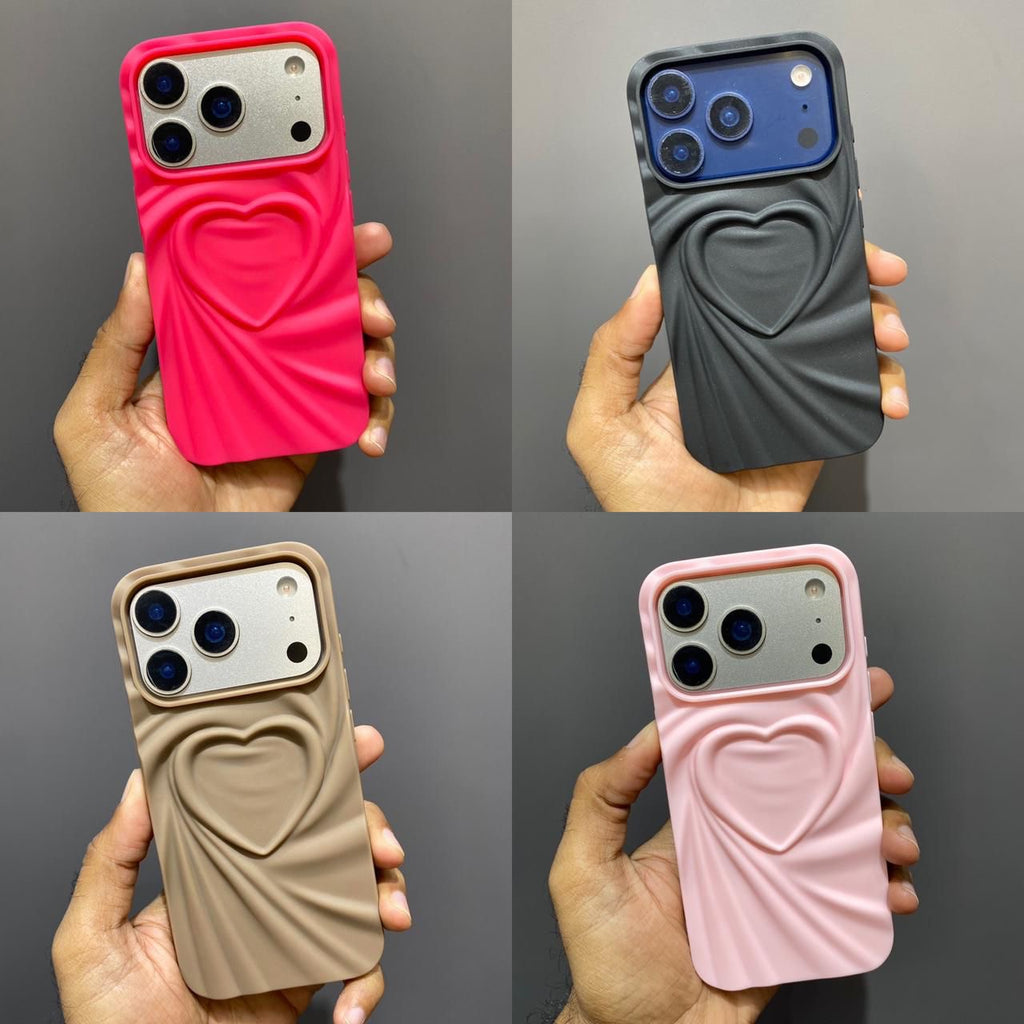 Aesthetic Heart Pattern Silicone Case for Girls | Anti-Slip Shockproof Back Cover