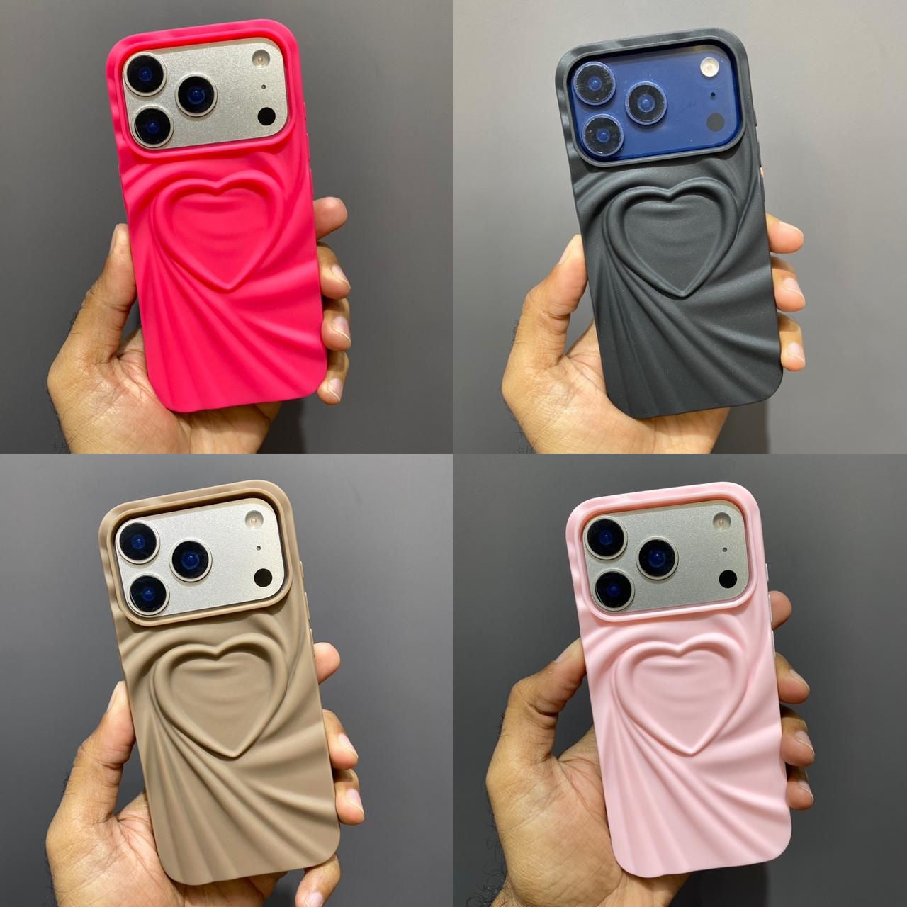 Aesthetic Heart Pattern Silicone Case for Girls | Anti-Slip Shockproof Back Cover