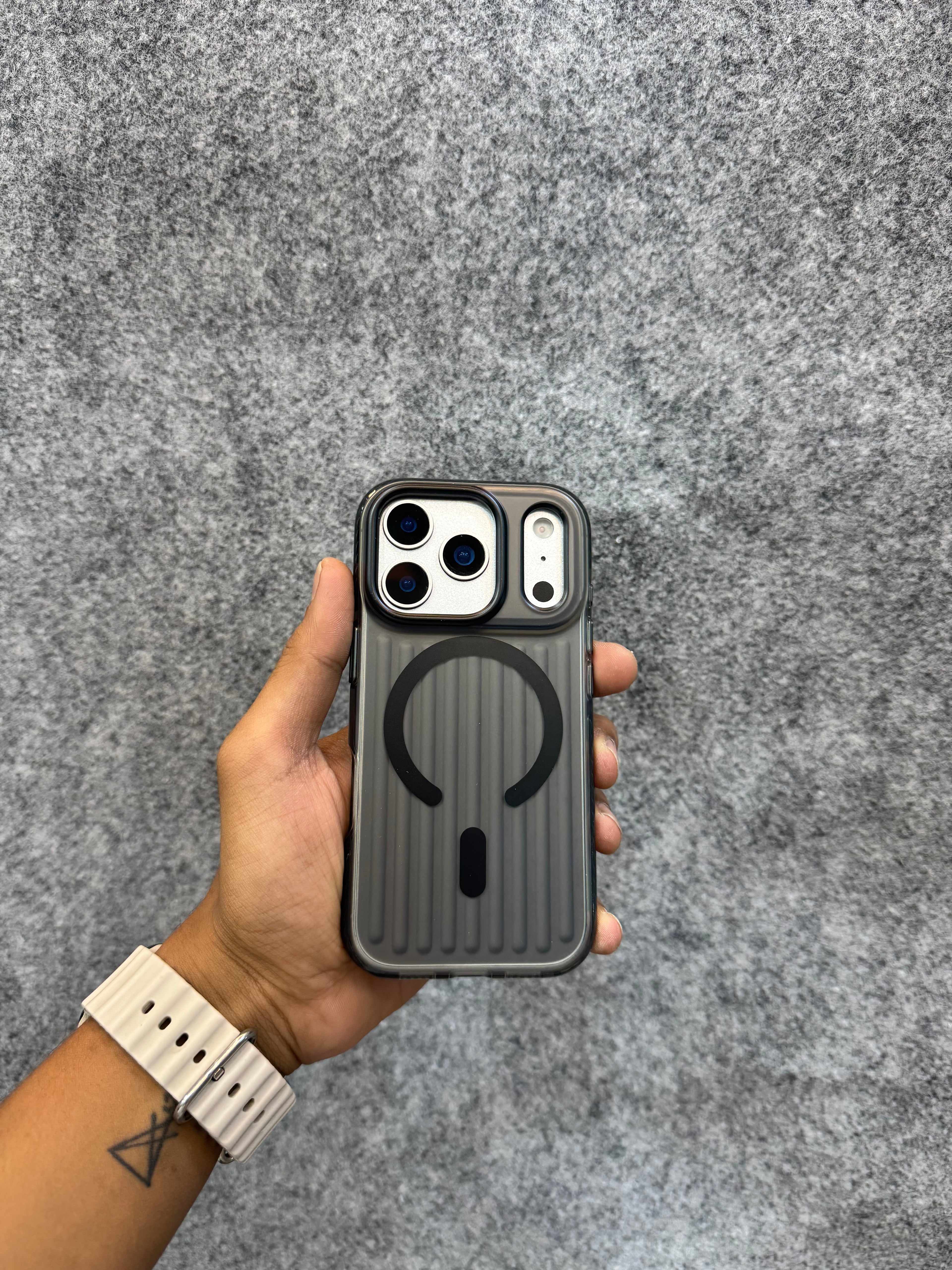 Ribbed Dark MagSafe Shockproof Case