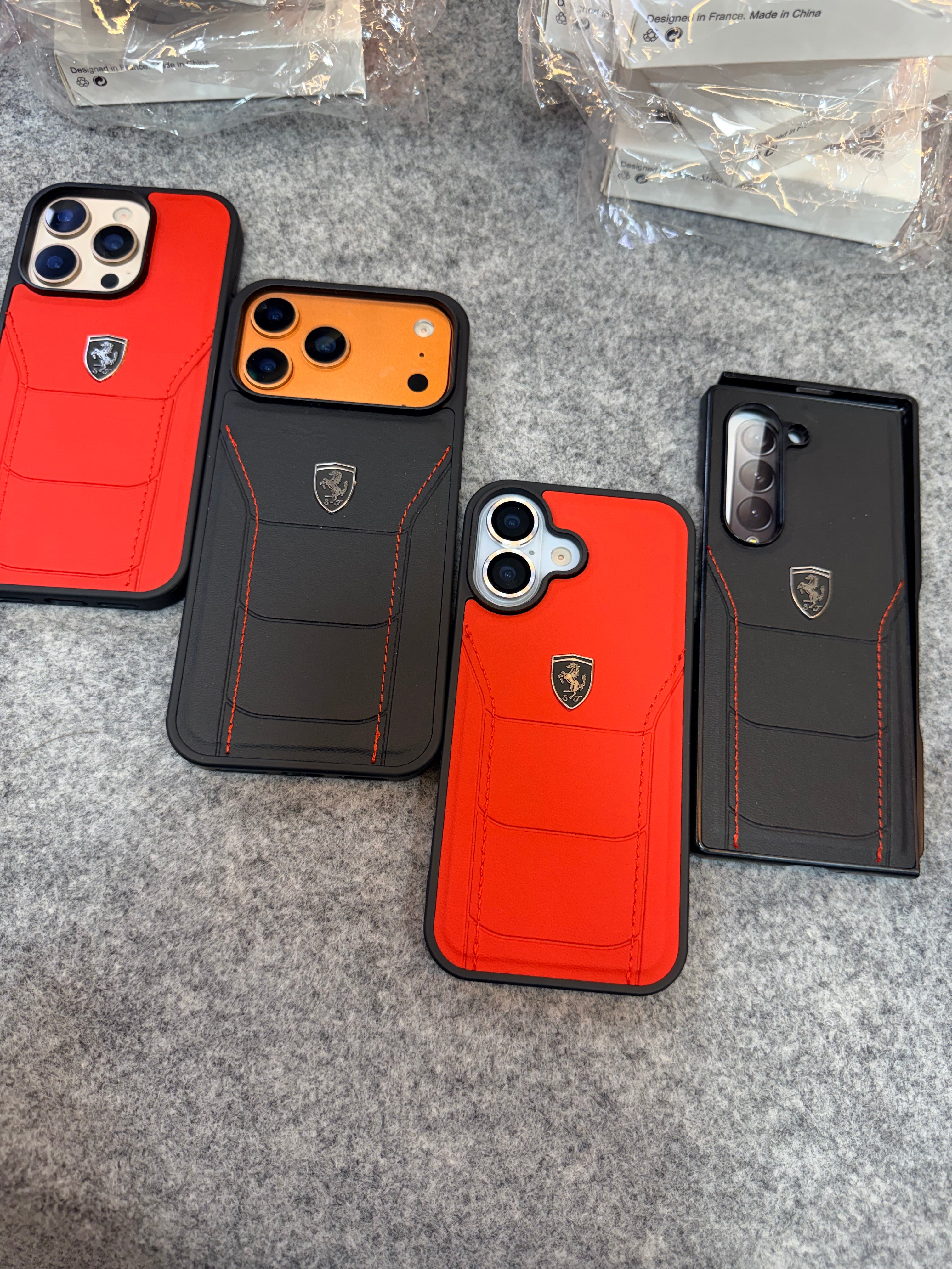 Ferrari-Style Leather Finish Hand-Stitched Racing Design Case