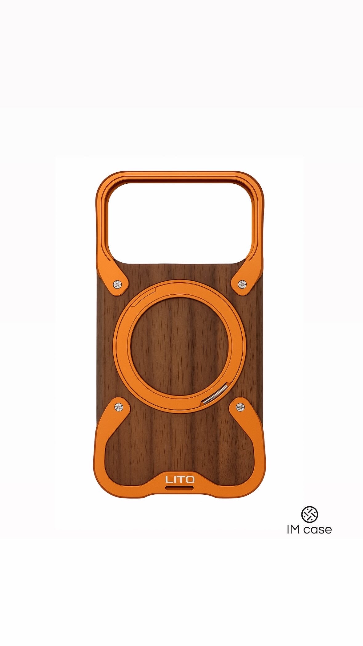 LITO Wooden Metal MagSafe Case | 360° Rotating Stand (for iPhone 17 Pro / 17 Pro Max)