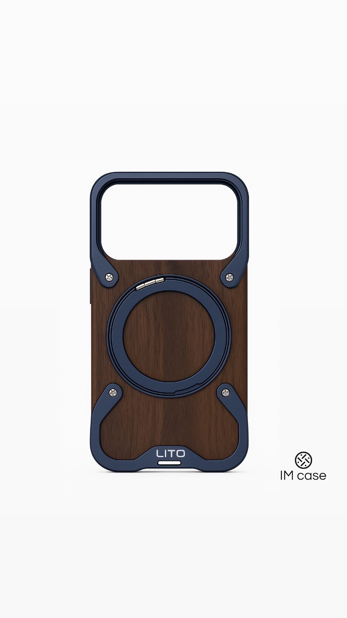 LITO Wooden Metal MagSafe Case | 360° Rotating Stand (for iPhone 17 Pro / 17 Pro Max)