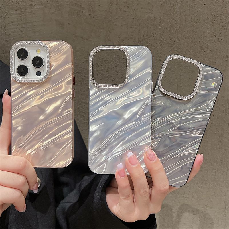 High-End Fashion Marble Case for Girls | Bling Crystal Camera Bumper | Protective Cover