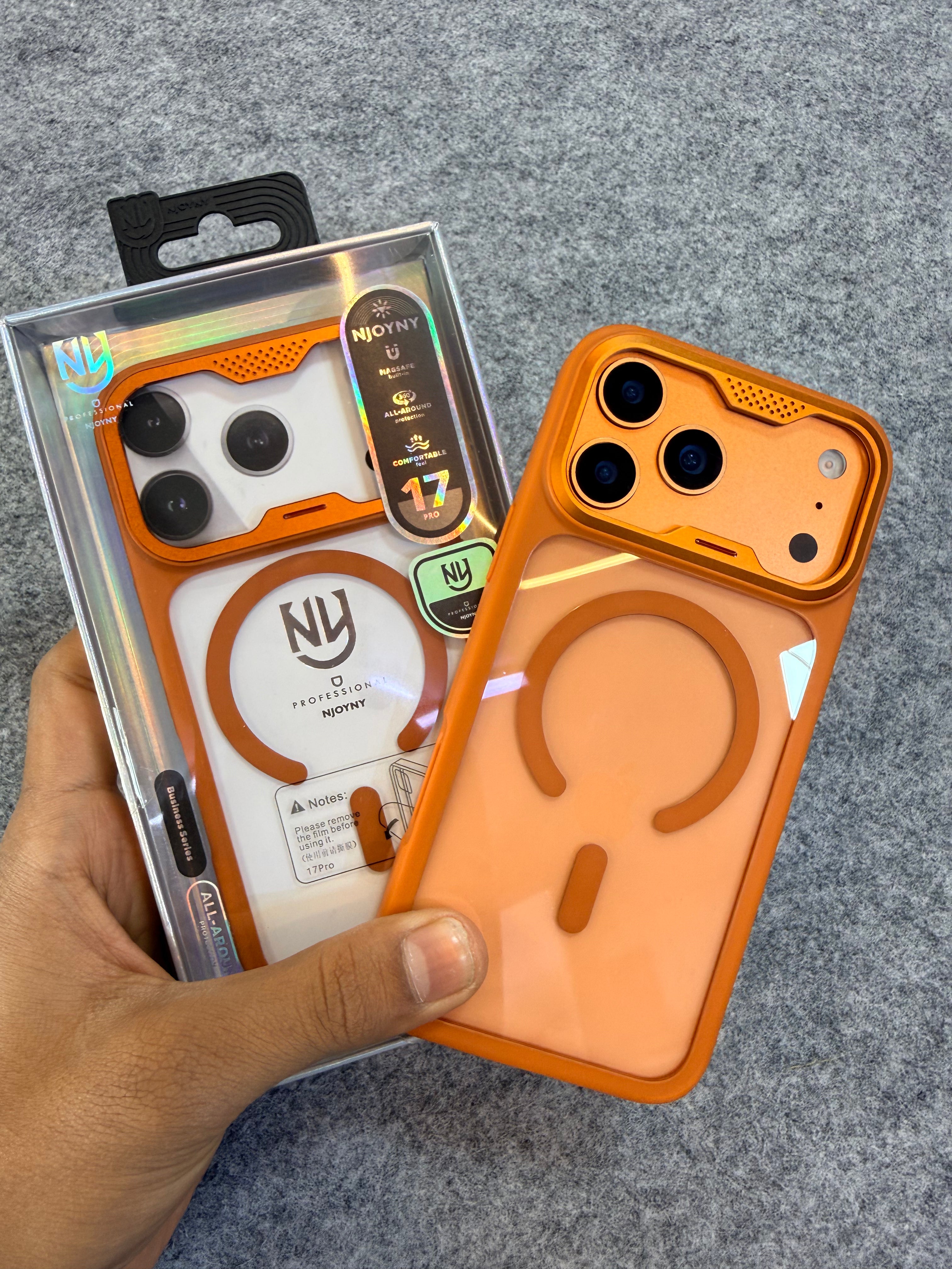 NJYONY Magnetic Shockproof Case for iPhone 17 Pro & 17 Pro Max | Matte Transparent Back | Metal Camera Protection | MagSafe Compatible