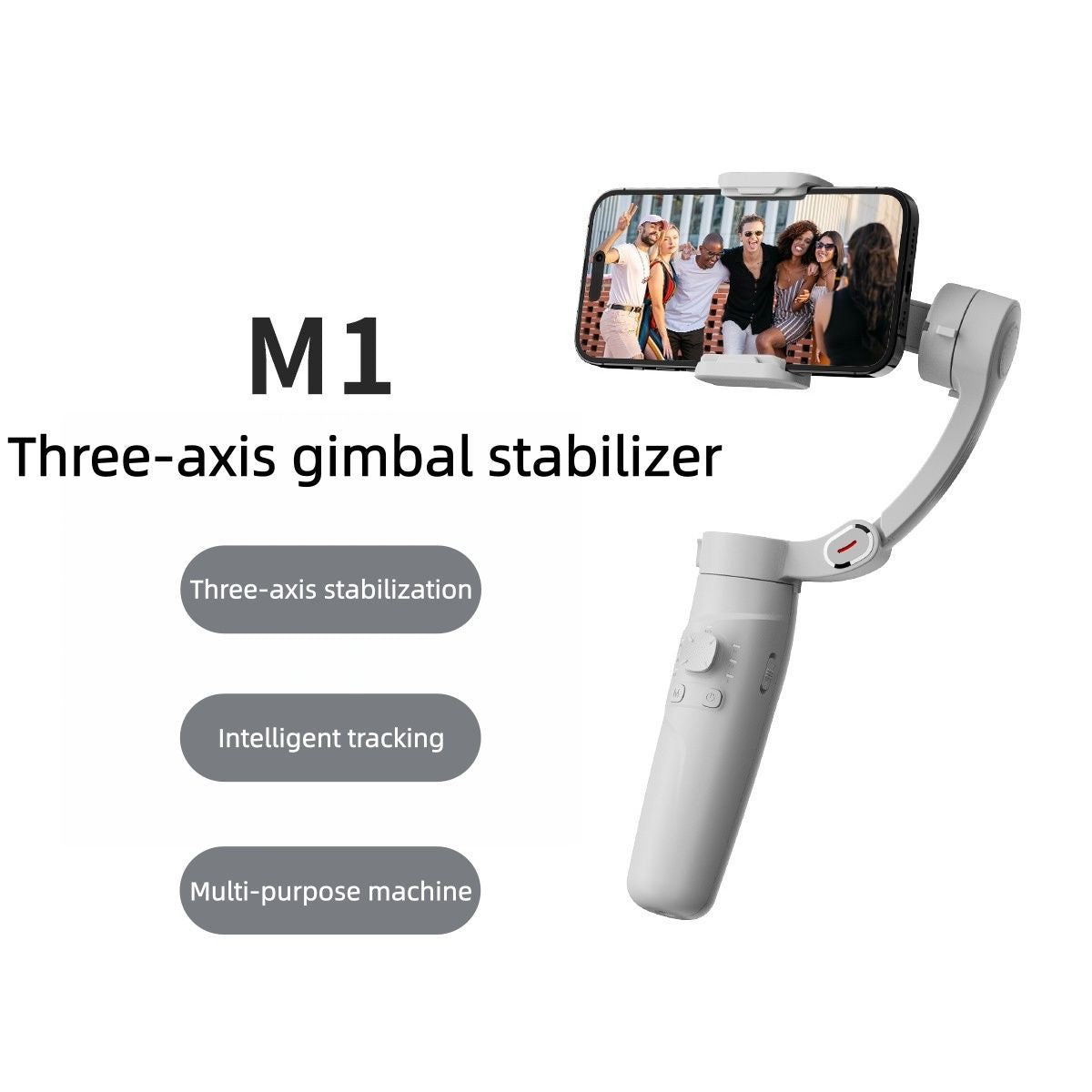 M1 3-Axis Gimbal Stabilizer with Horizontal Vertical Switching FPV View 360 Rotation Target Tracking for Mobile Phone