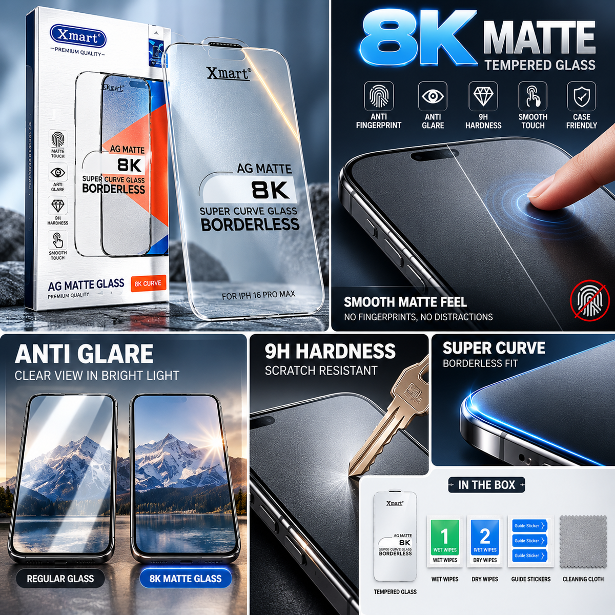 8K AG Matte Tempered Glass – Super Curve Borderless Anti-Glare Screen Protector