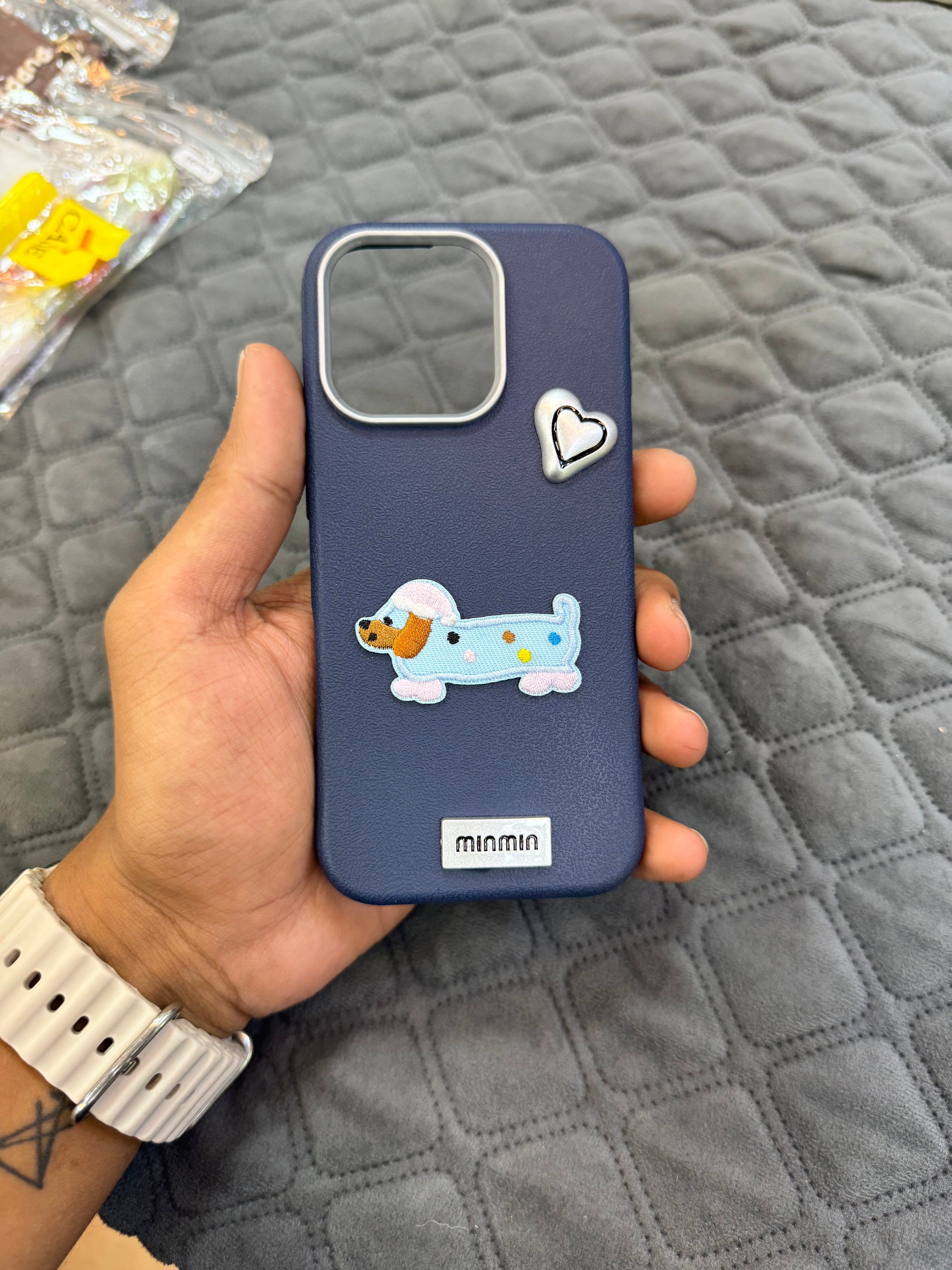 MINMIN 3D Dog Patch Leather Case