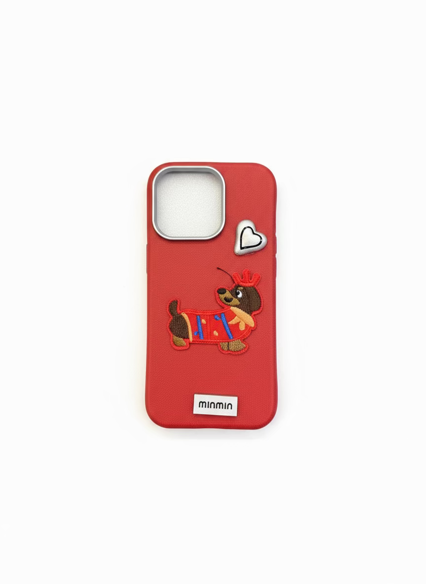 MINMIN 3D Dog Patch Leather Case