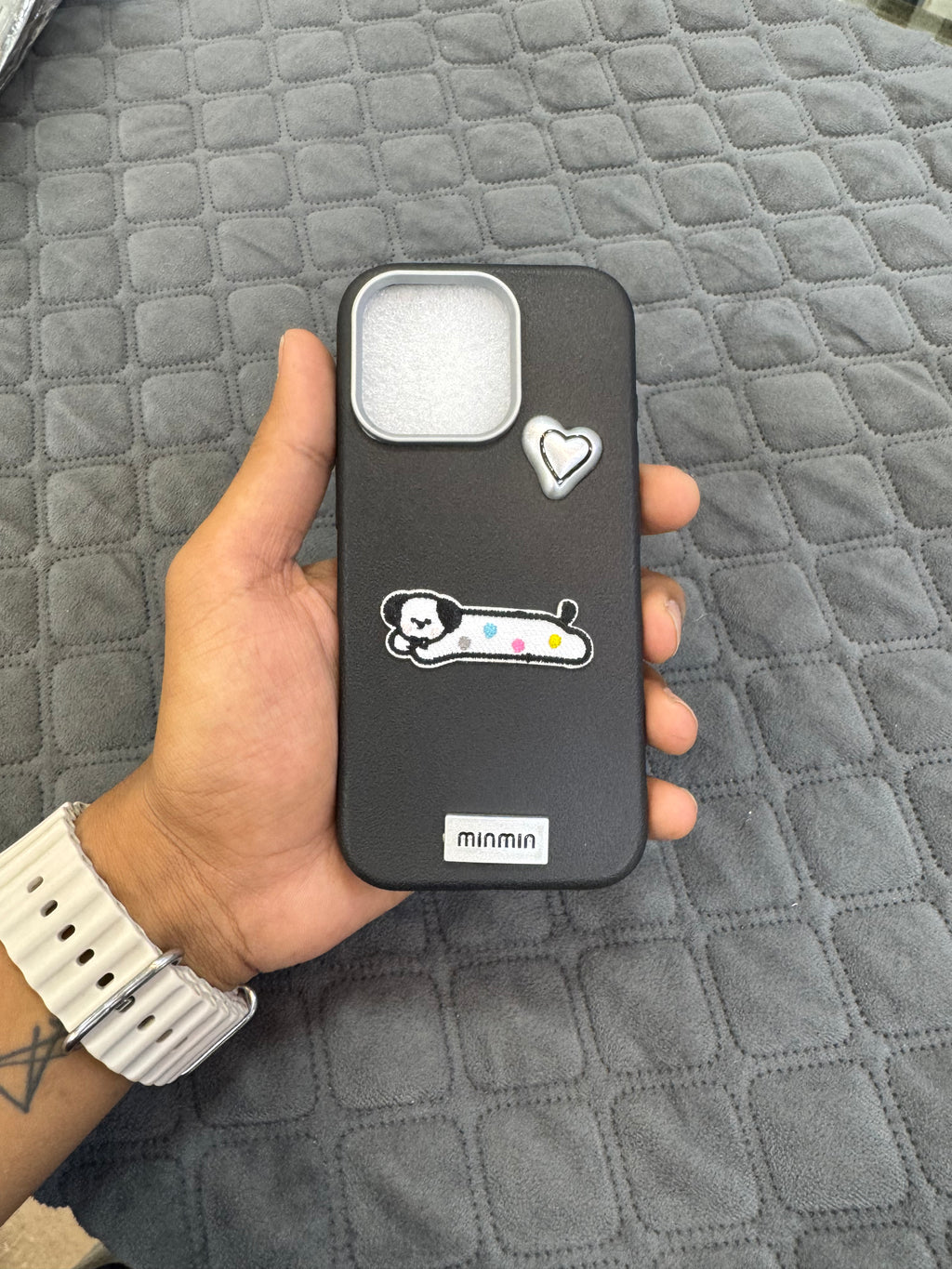 MINMIN 3D Dog Patch Leather Case
