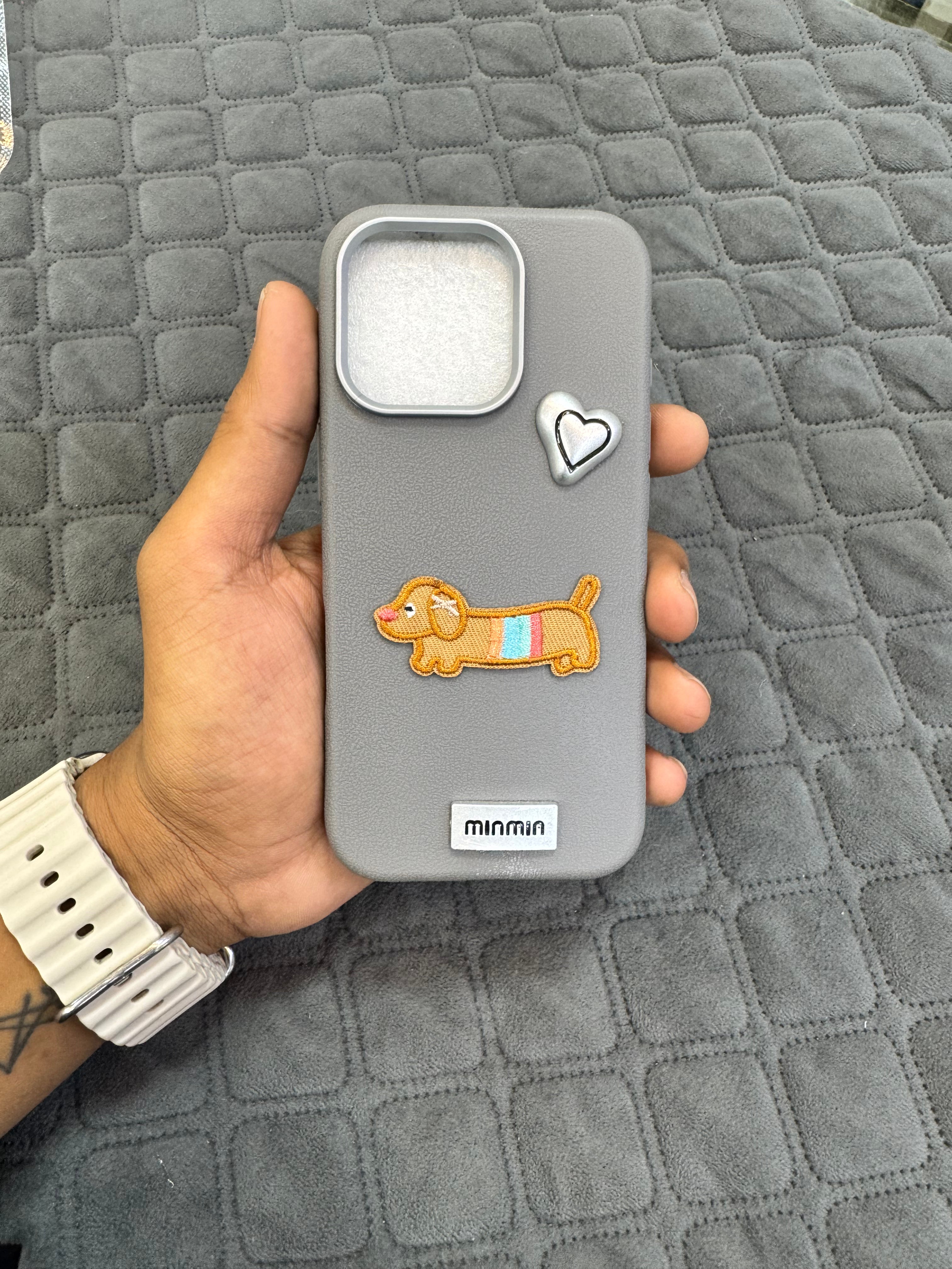 MINMIN 3D Dog Patch Leather Case