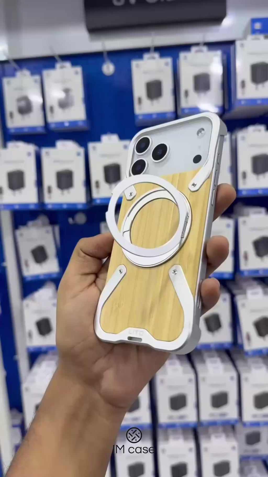 LITO Wooden Metal MagSafe Case | 360° Rotating Stand (for iPhone 17 Pro / 17 Pro Max)